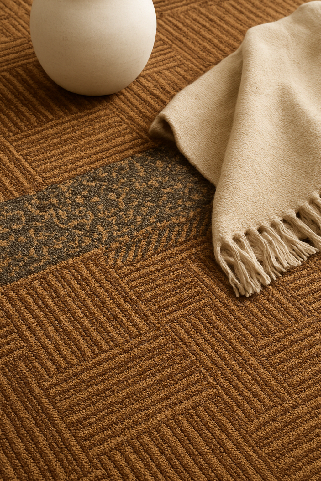 Modern Brown Patterned Carpet Tile