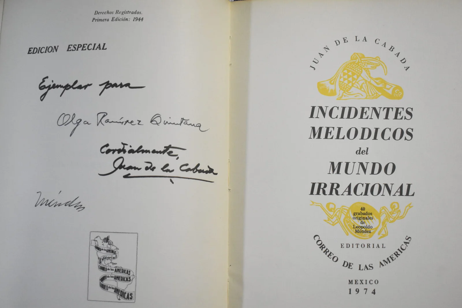 JUAN DE LA CABADA INCIDENTES MELÓDICOS DEL MUNDO IRRACIONAL 1974