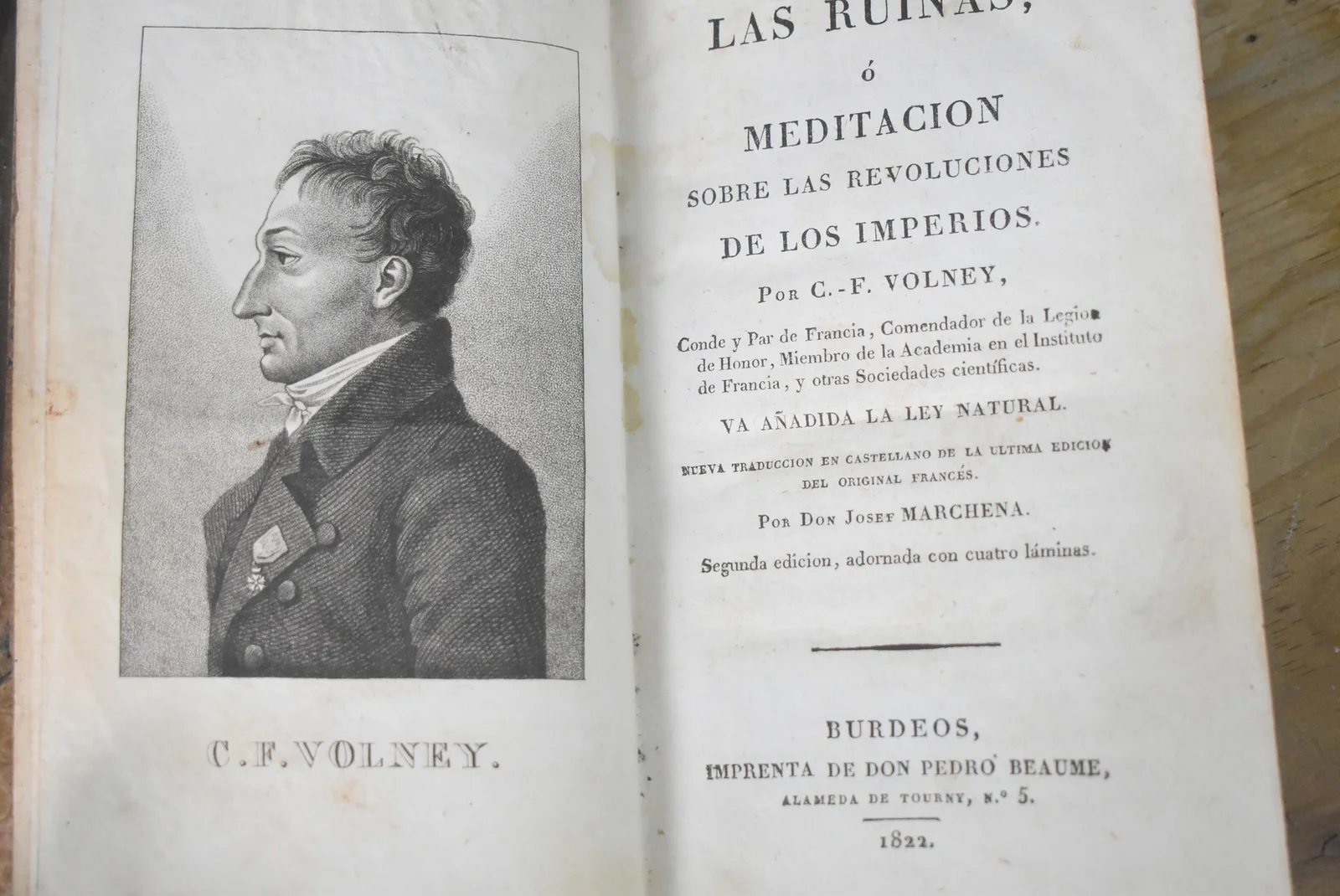 C. F. VOLNEY - LAS RUINAS O MEDITACIONES SOBRE LAS REVOLUCIONES DE LOS IMPERIOS 1822