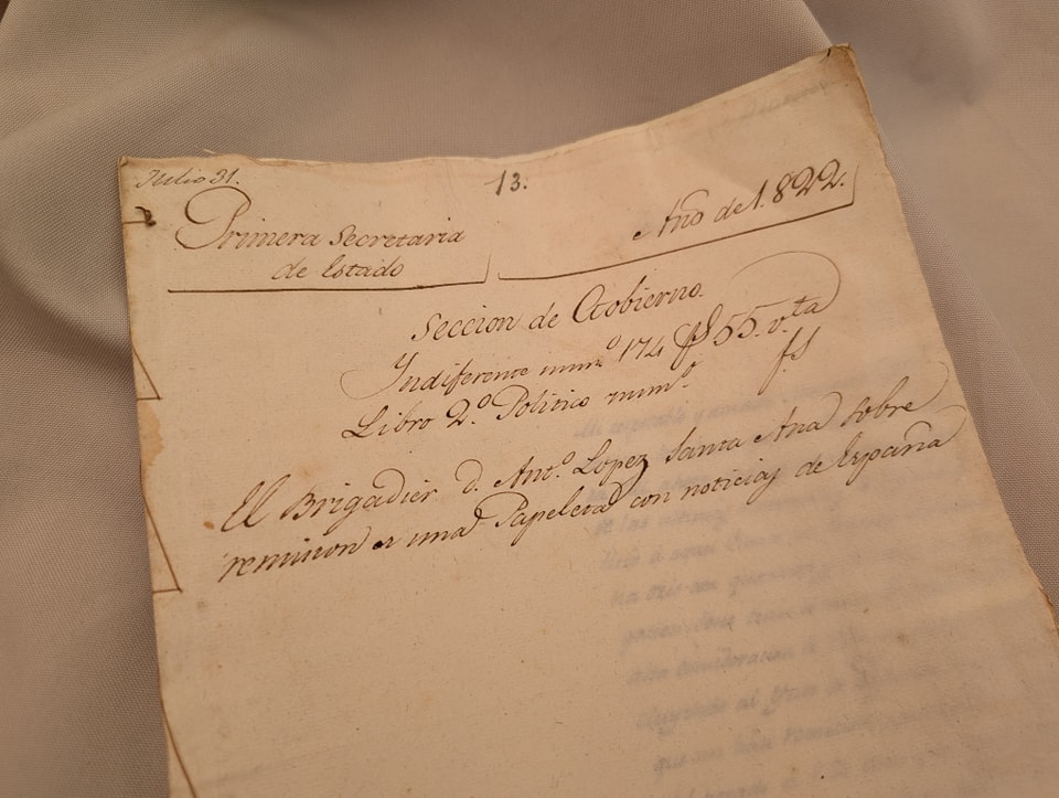 CARTA ANTONIO LOPEZ DE SANTA ANNA