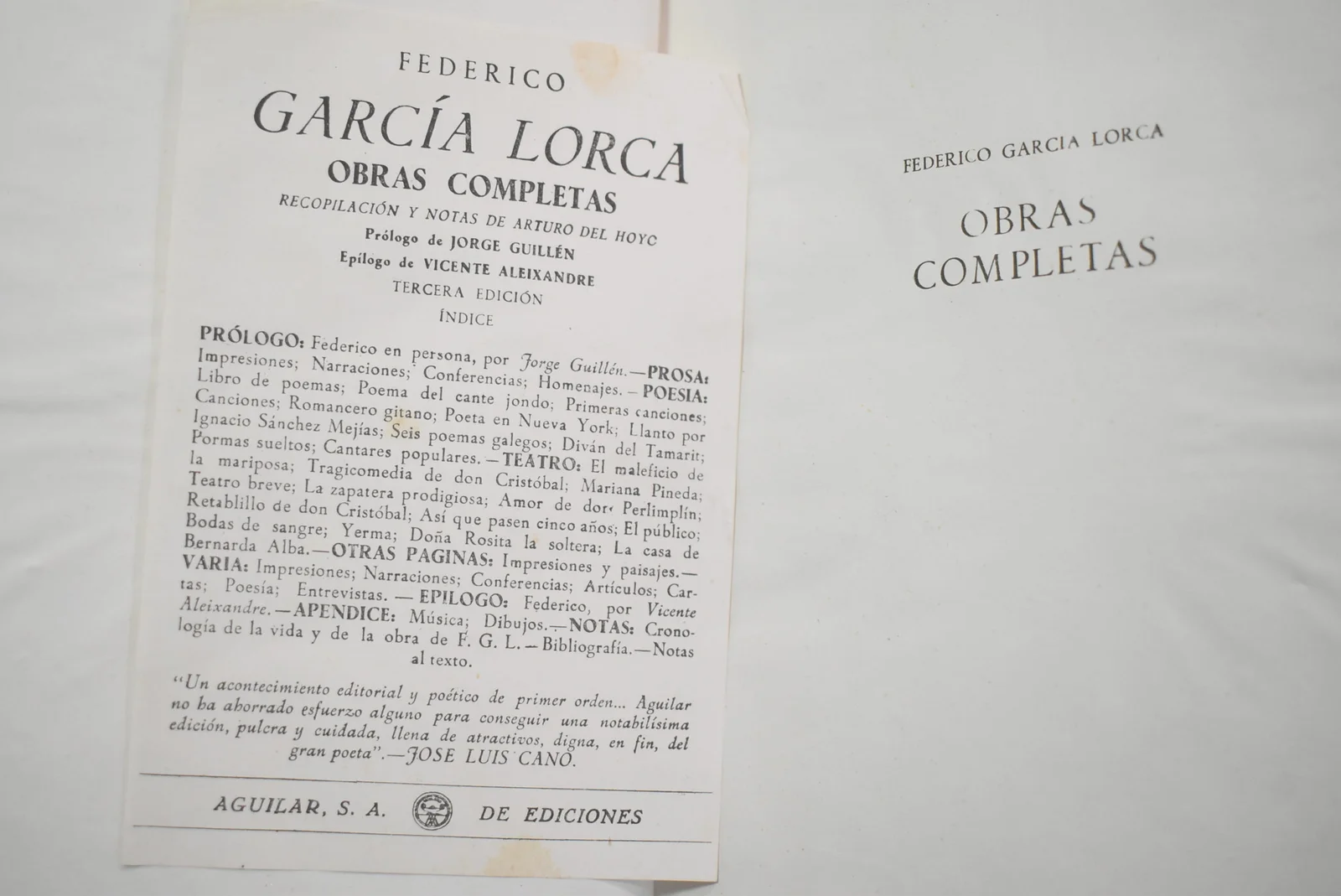 FEDERICO GARCIA LORCA - OBRAS COMPLETAS 