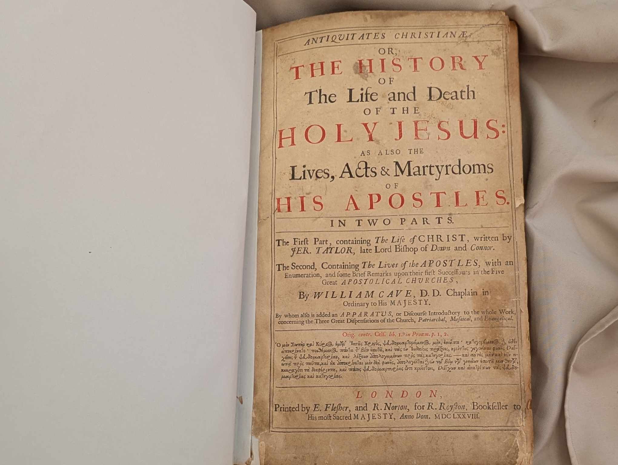 HISTORIA DE LA VIDA Y MUERTE DE JESUS & APOSTOLES 1678