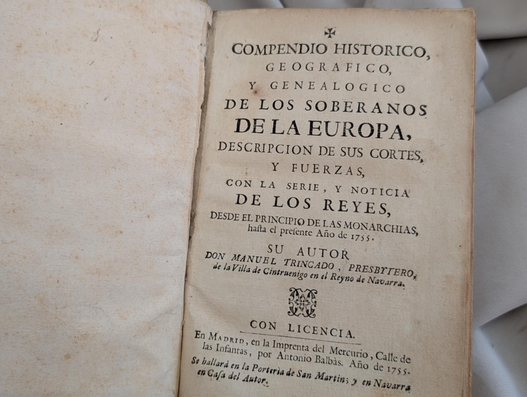 COMPENDIO HISTORICO DE LOS SOBERANOS DE LA EUROPA 1755
