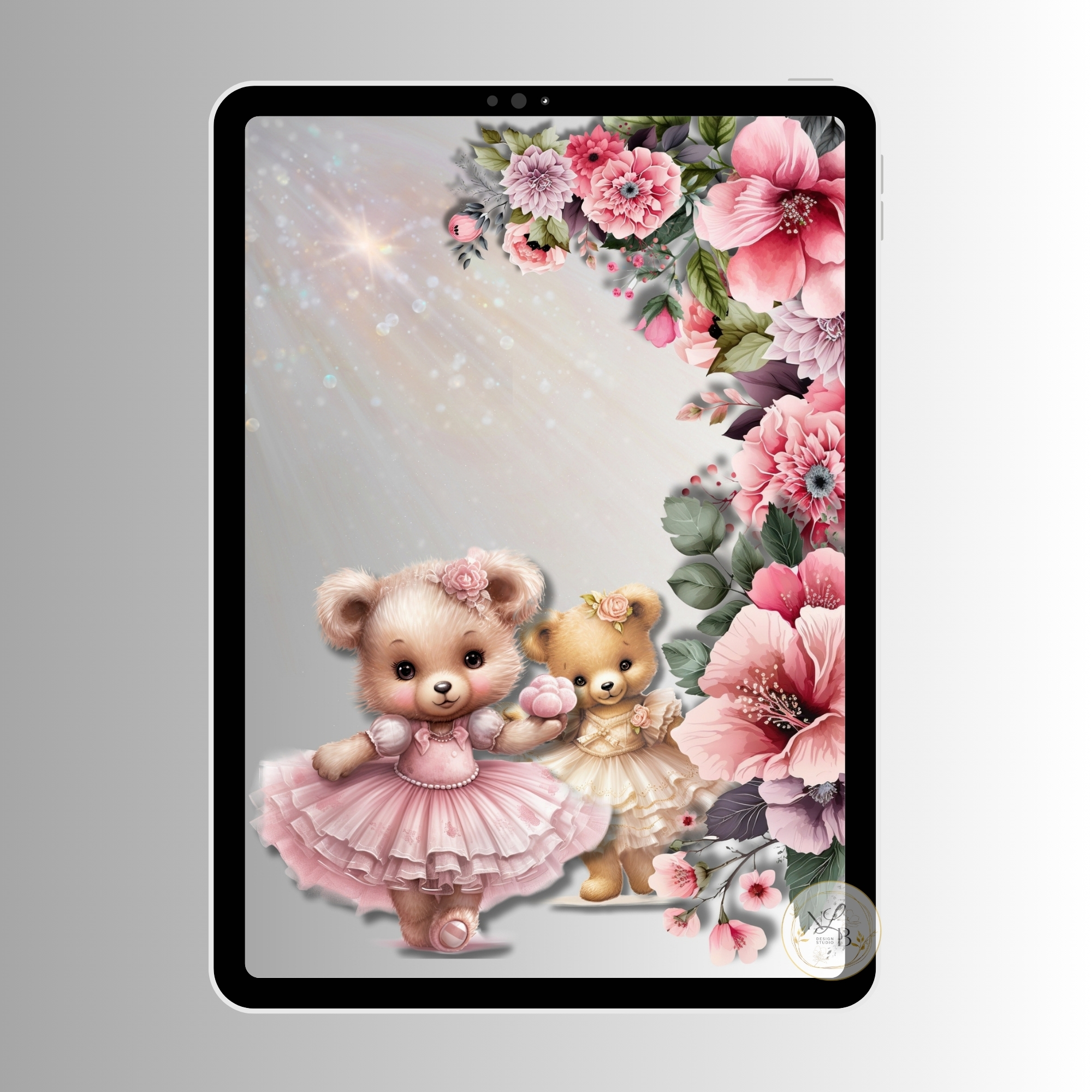 Teddy Ballerinas Nursery Art Print
