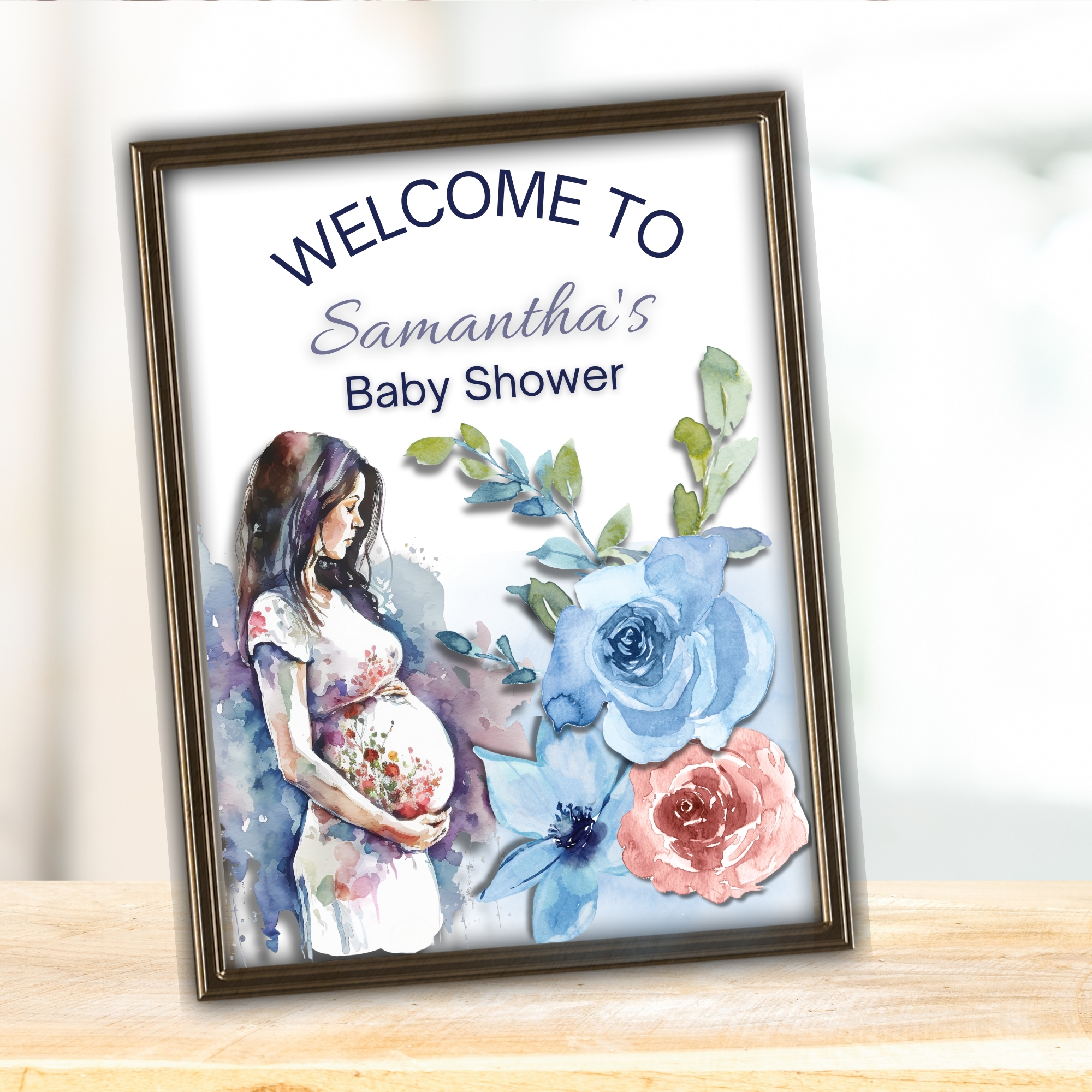 Blue & Cream Floral PERSONALIZED Invitation/Welcome
