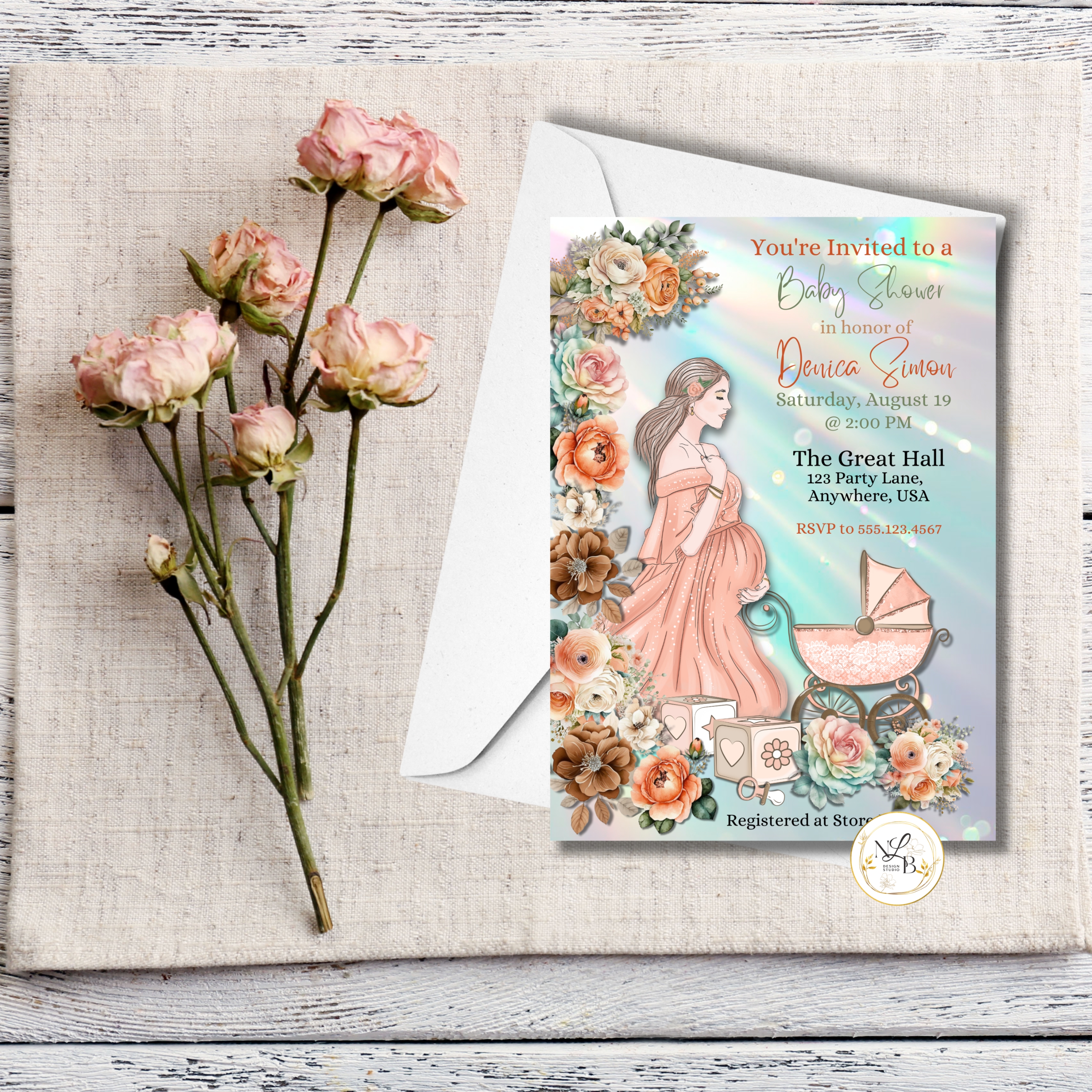 Peach Carriage PERSONALIZED Invitation/Welcome