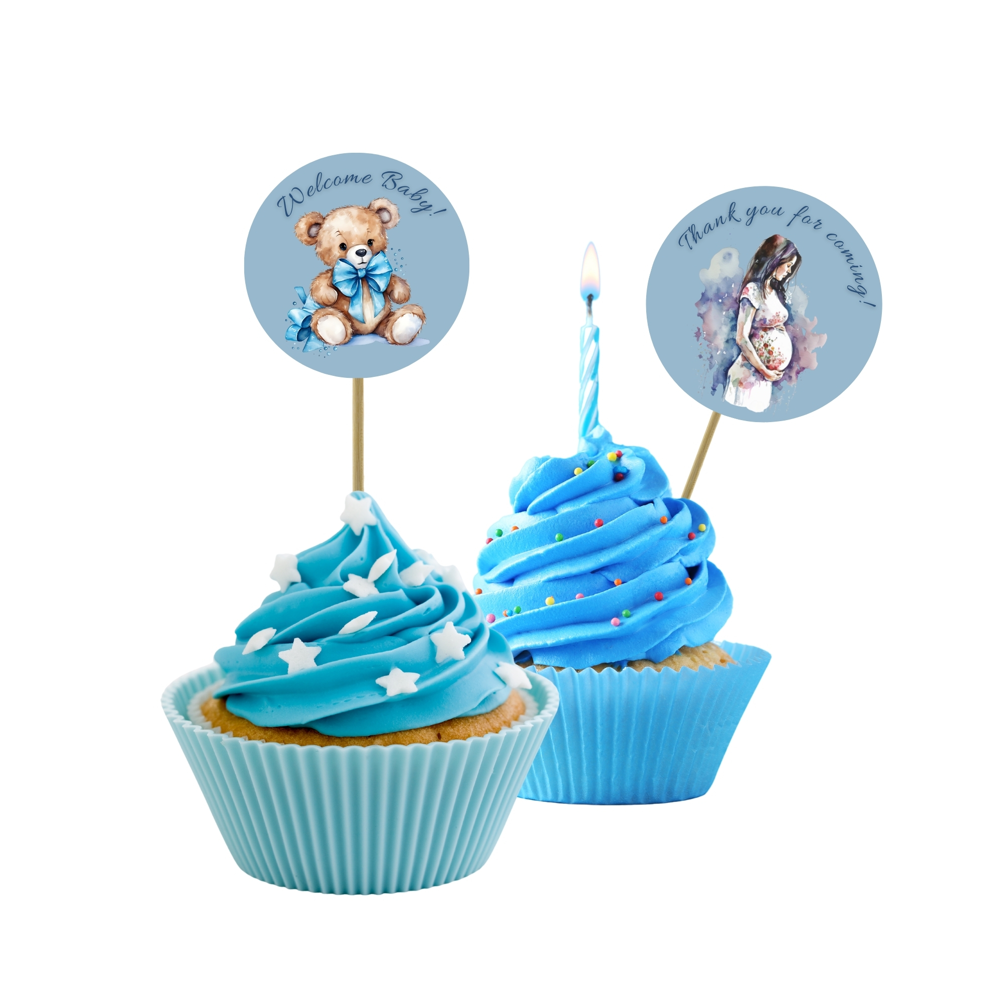Blue Floral Baby Shower Favor Kit