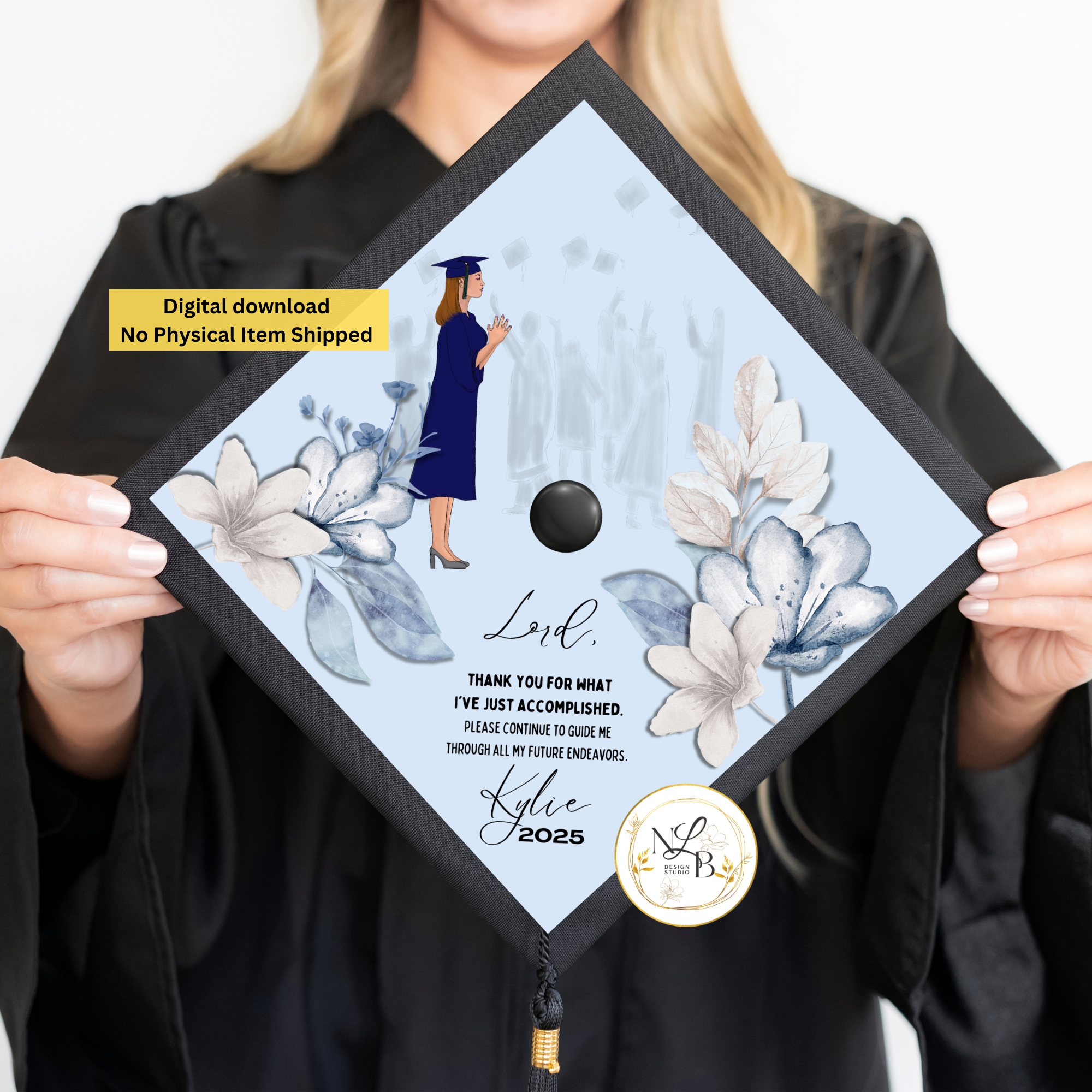 Christian Prayer MADE TO ORDER Graduation Cap Topper, Personalized Grad Cap
