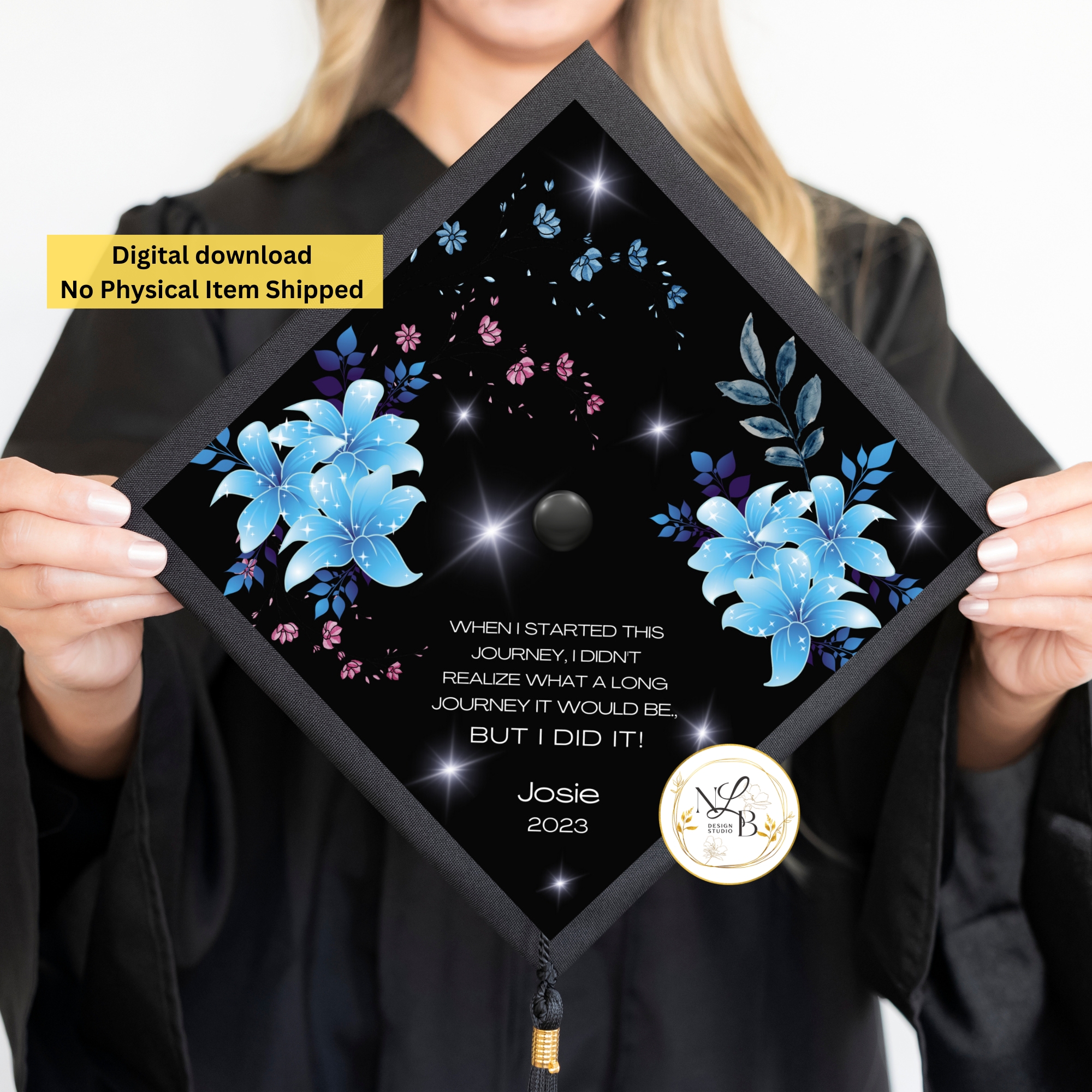 Journey - MADE TO ORDER Graduation Cap Topper, Personalized Grad Cap