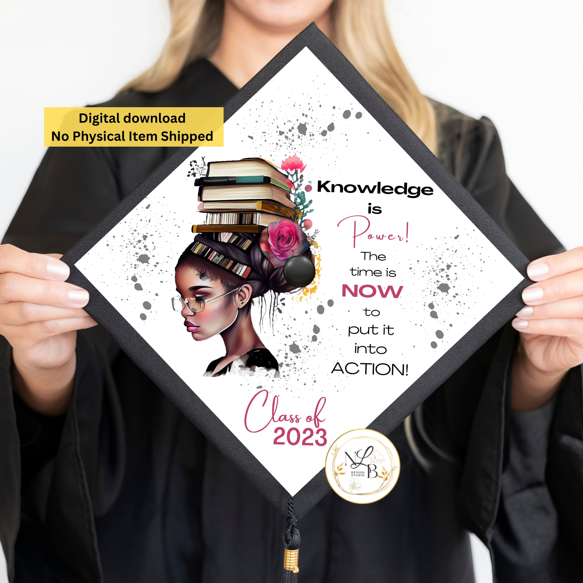 Knowledge is Power2 - MADE TO ORDER Graduation Cap Topper, Personalized Grad Cap