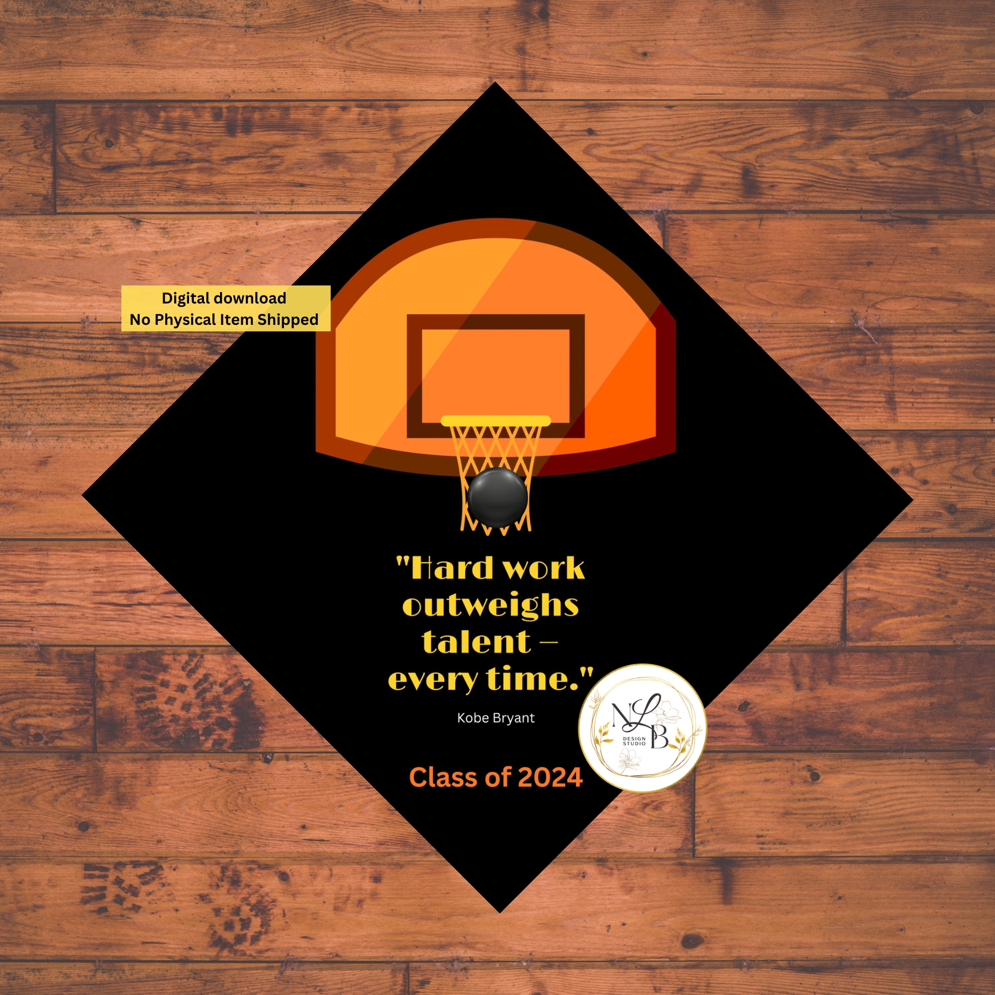 Basketball 1 - MADE TO ORDER Graduation Cap Topper, Personalized Grad Cap