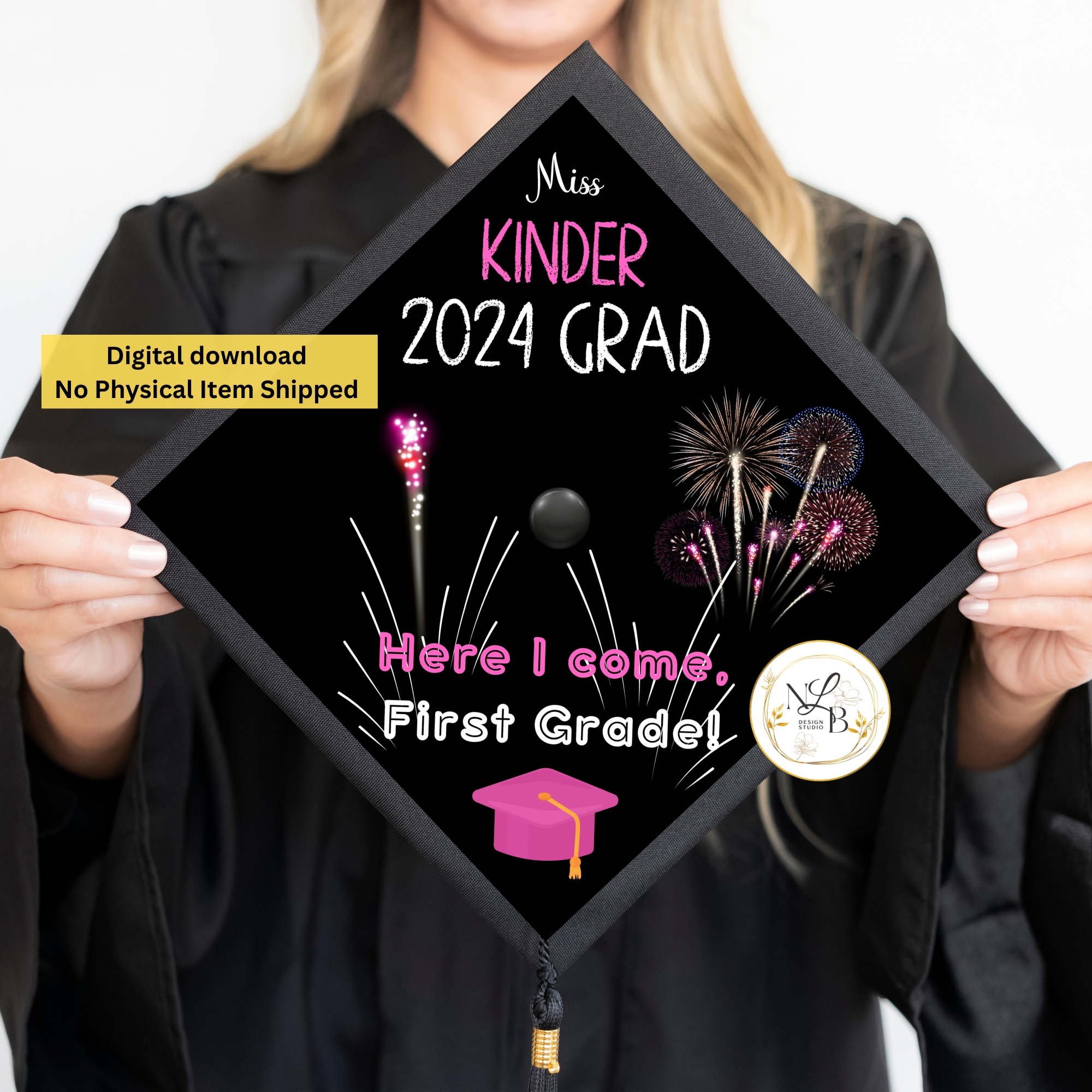 Miss Kinder Grad - MADE TO ORDER Graduation Cap Topper, Personalized Grad Cap