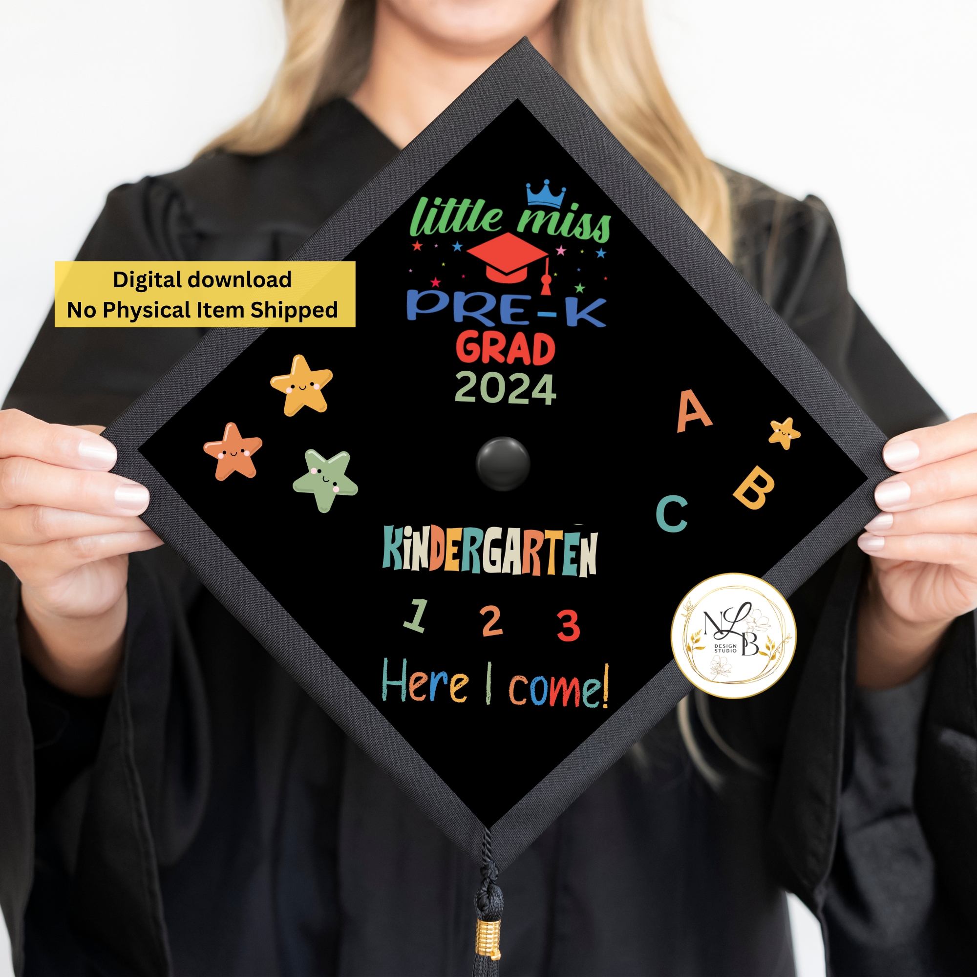 Little Miss Pre-K - MADE TO ORDER Graduation Cap Topper, Personalized Grad Cap