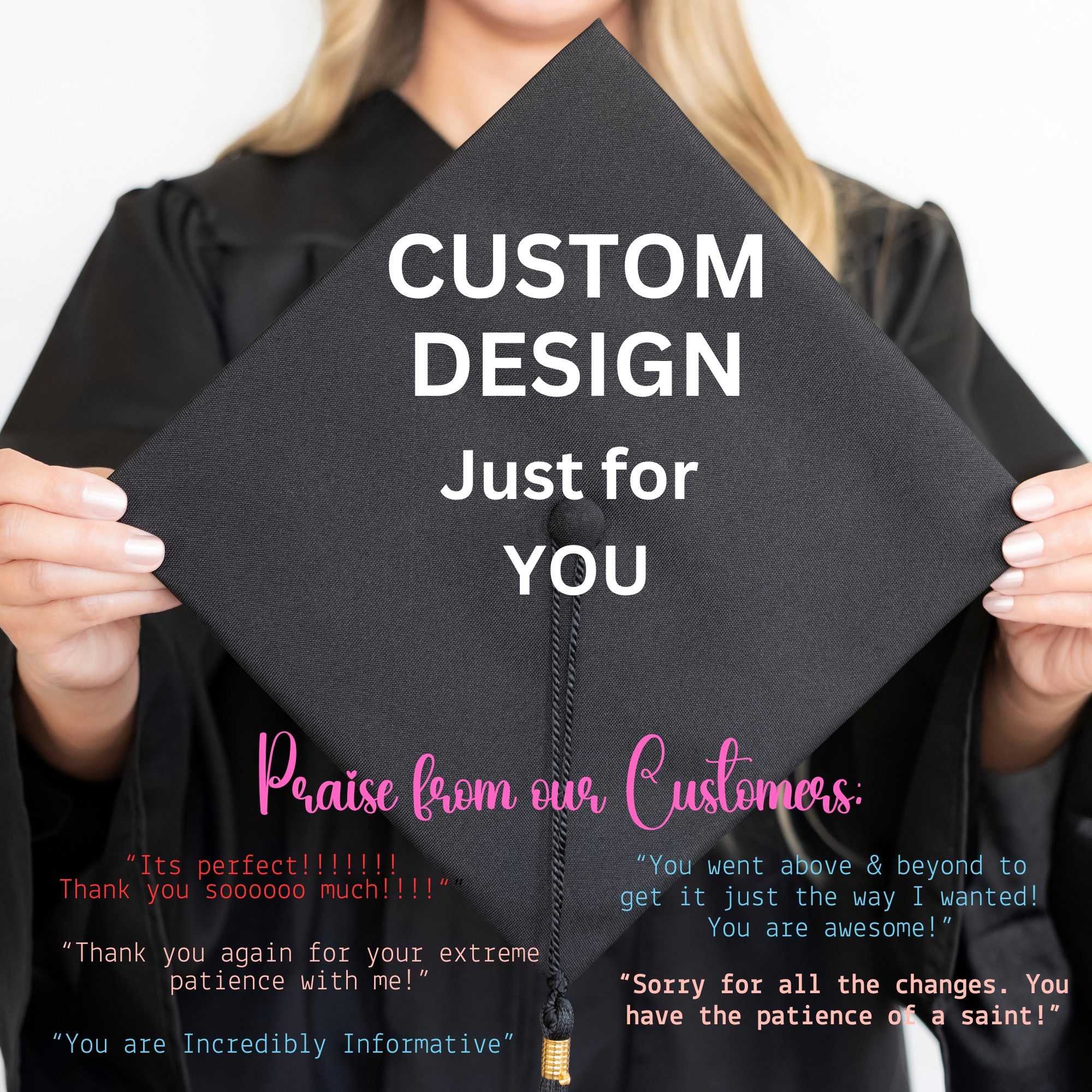 CUSTOM ORDER Graduation Cap Topper, Personalized Grad Cap