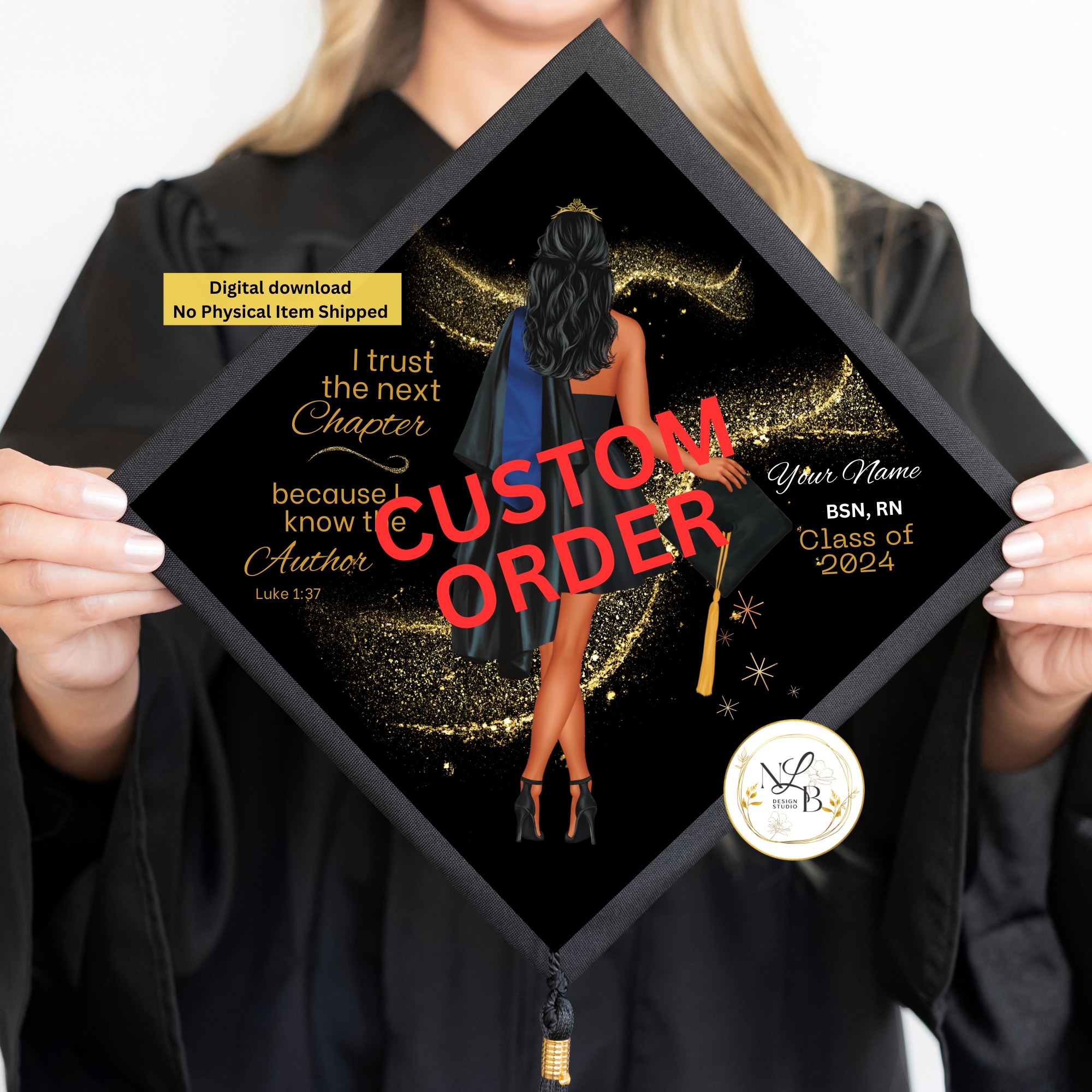 CUSTOM ORDER Graduation Cap Topper, Personalized Grad Cap
