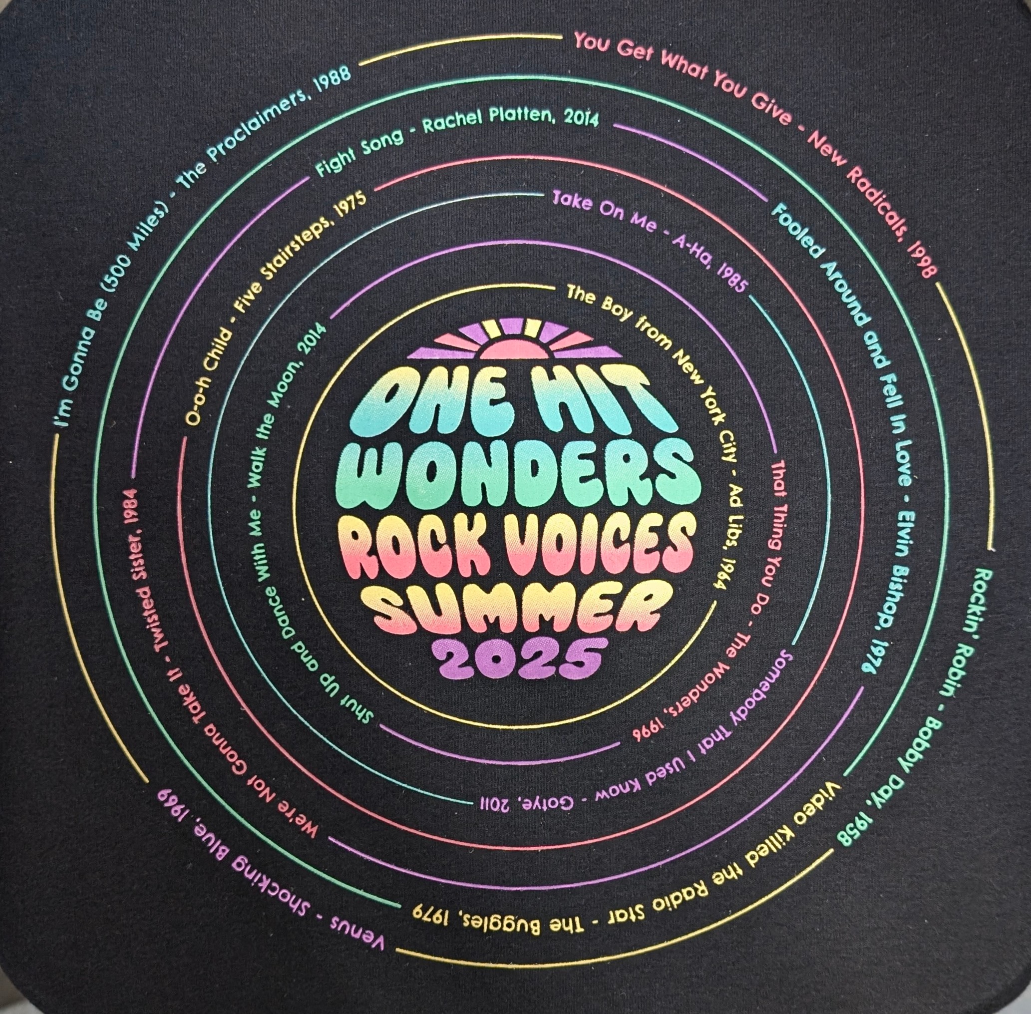 **** SALES ENDED 8/30/25 - THANK YOU FOR YOUR SUPPORT! **** Rock Voices - Summer 2025 One Hit Wonders Tee