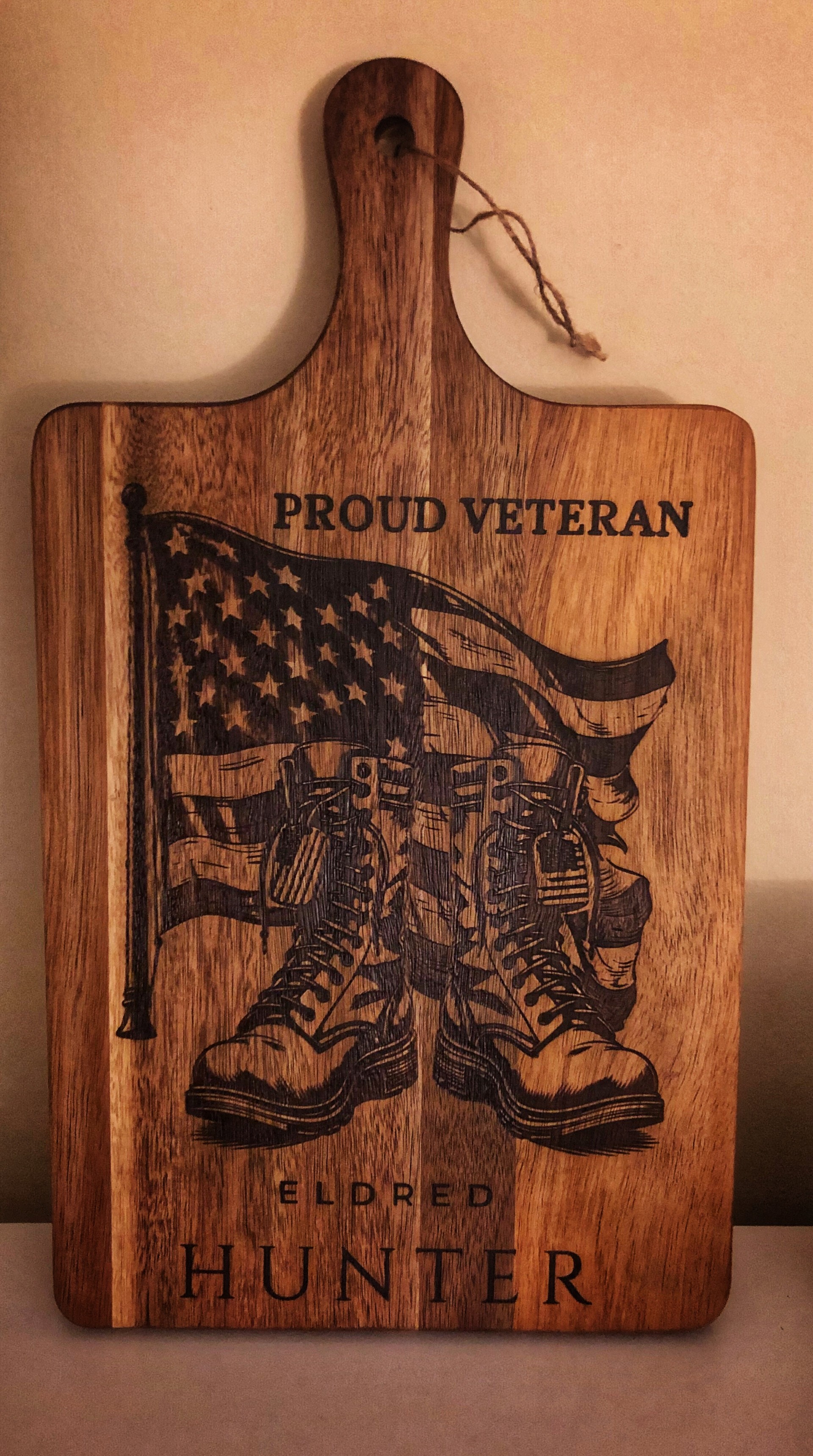 Patriotic Veteran Wooden Cutting Board