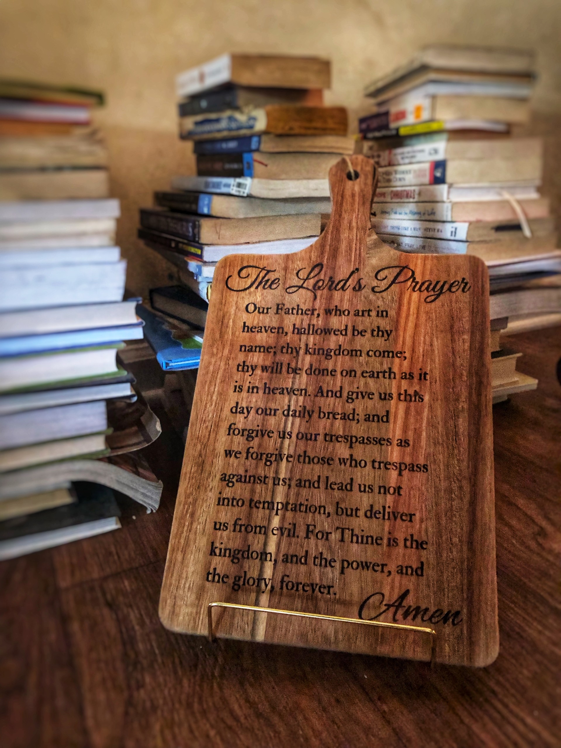 Wooden Cutting Board with Lord's Prayer Engraving