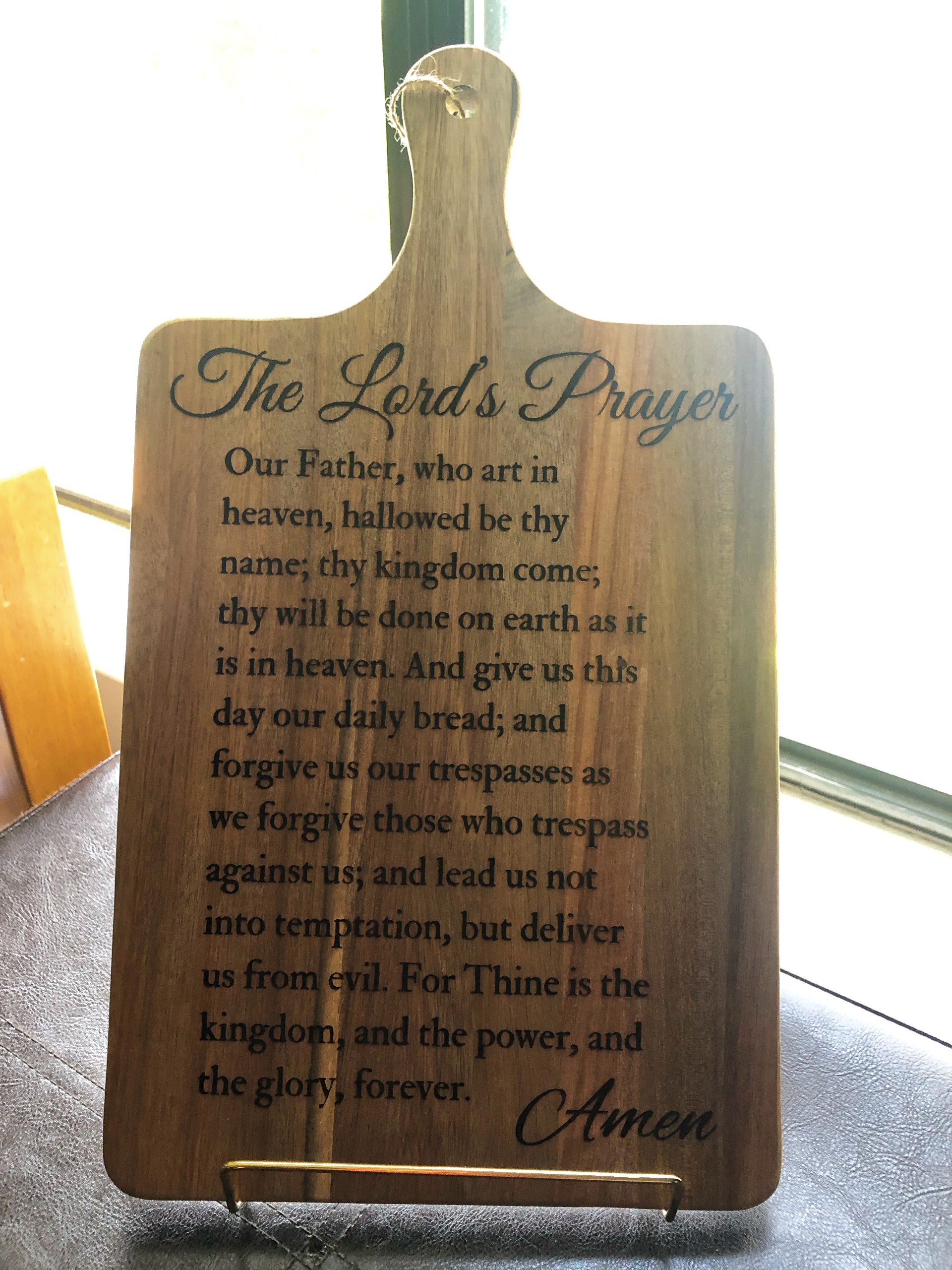 Wooden Cutting Board with Lord's Prayer Engraving