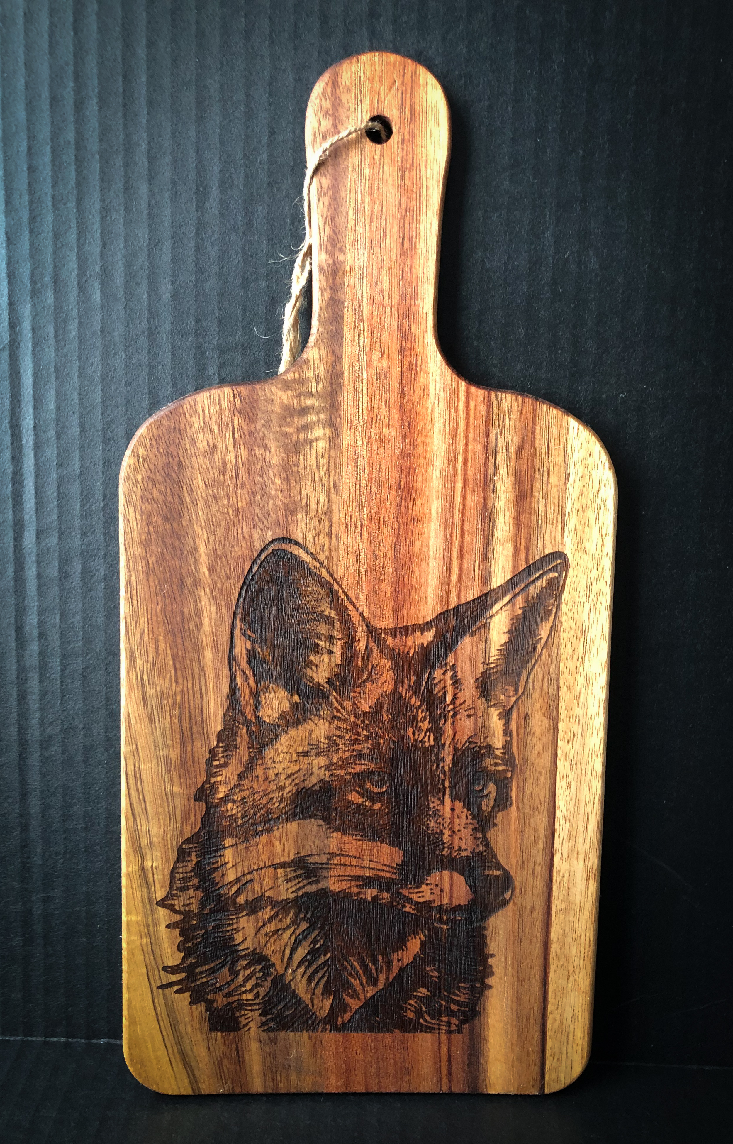 Wooden Cutting Board with Fox Engraving