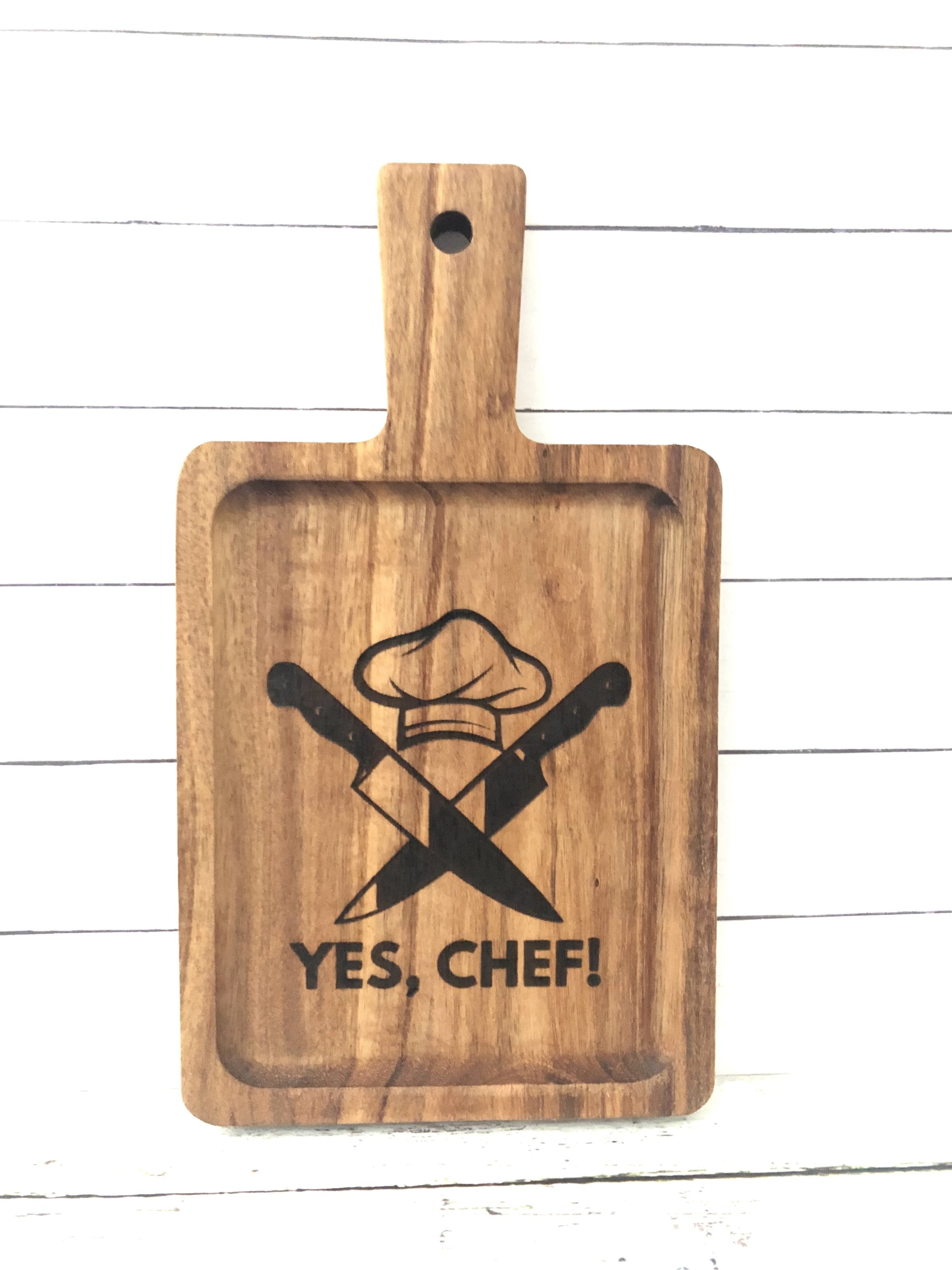 Yes, Chef! Engraved Wooden Cutting Board