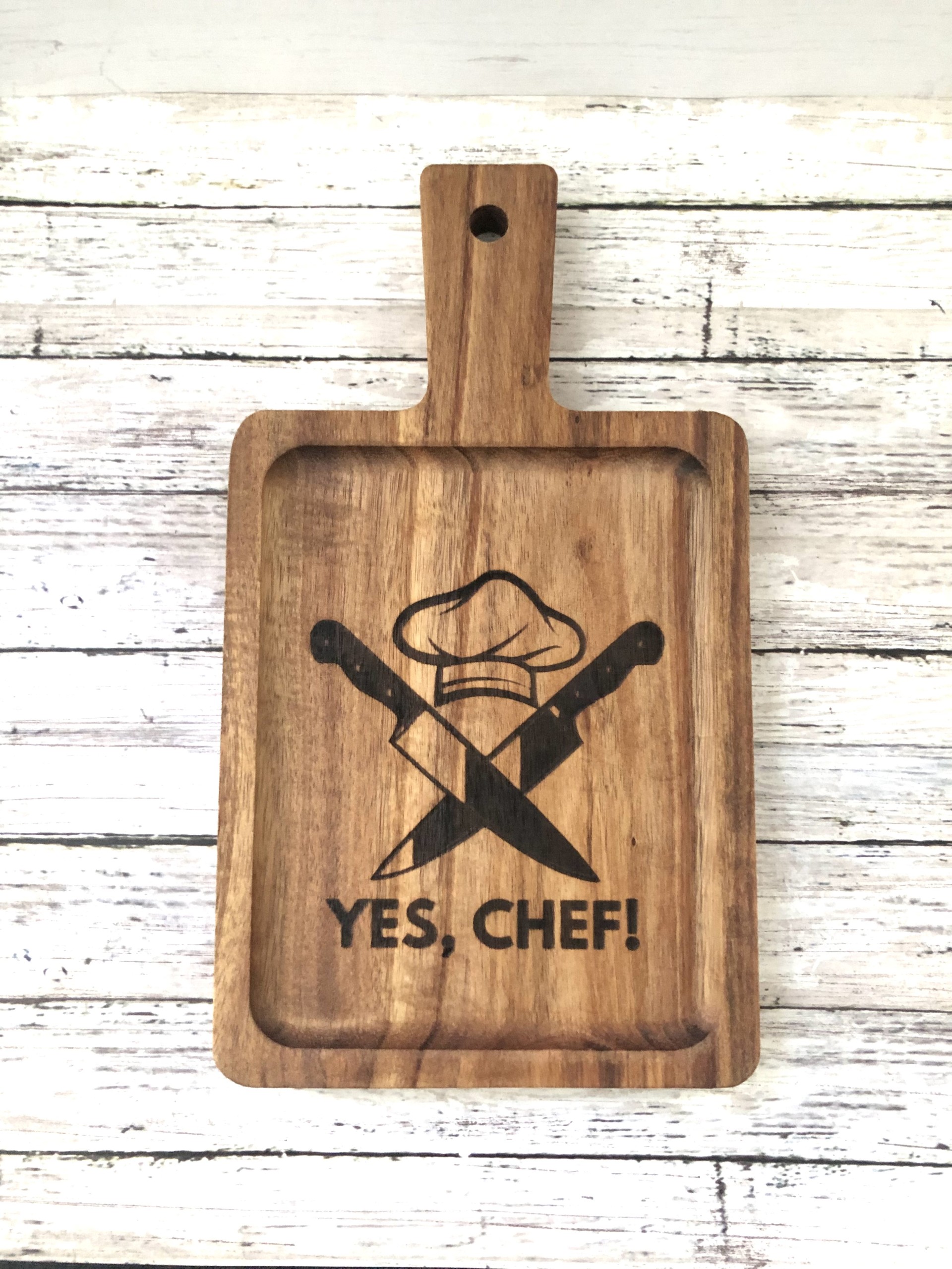 Yes, Chef! Engraved Wooden Cutting Board