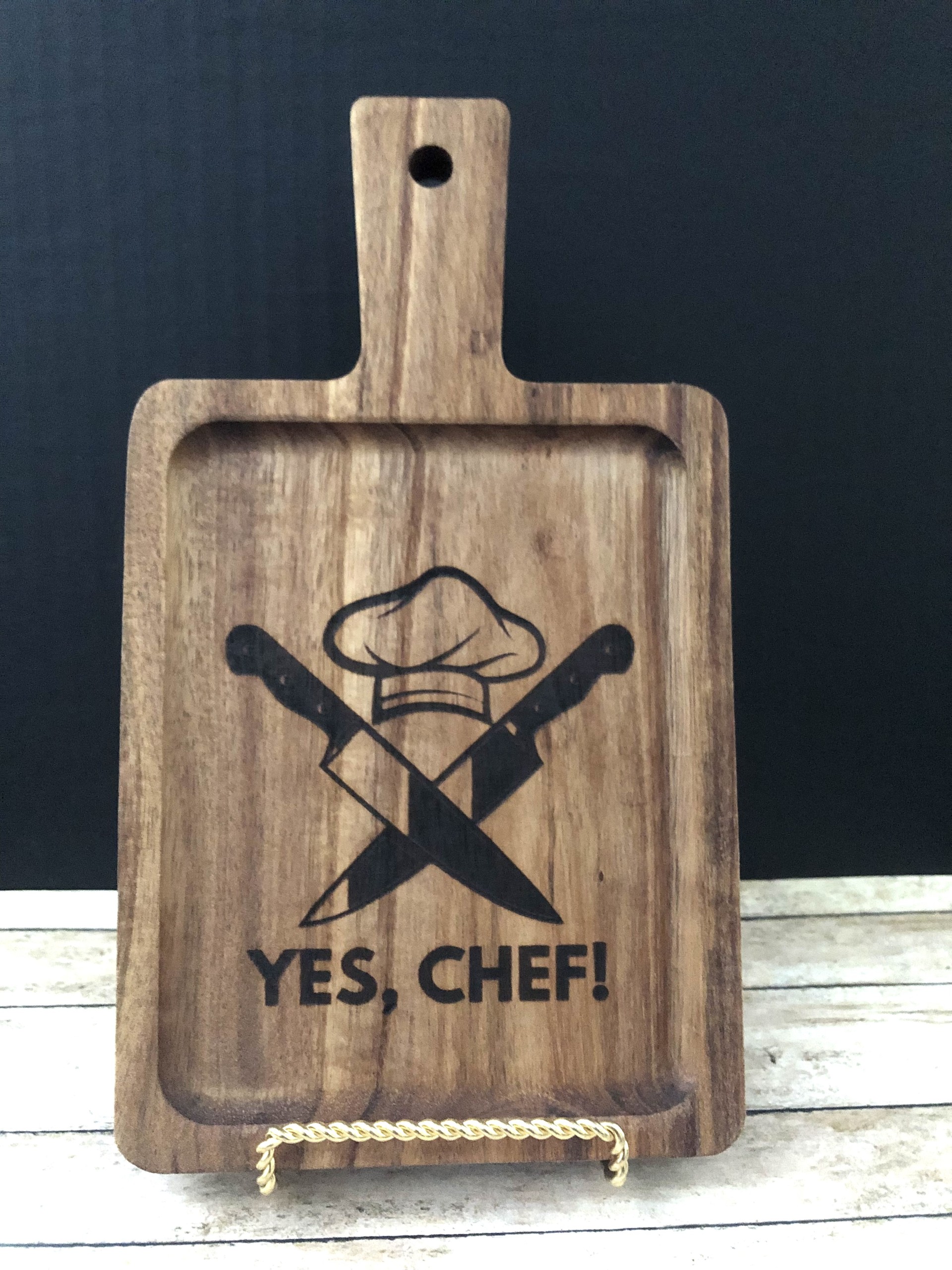 Yes, Chef! Engraved Wooden Cutting Board
