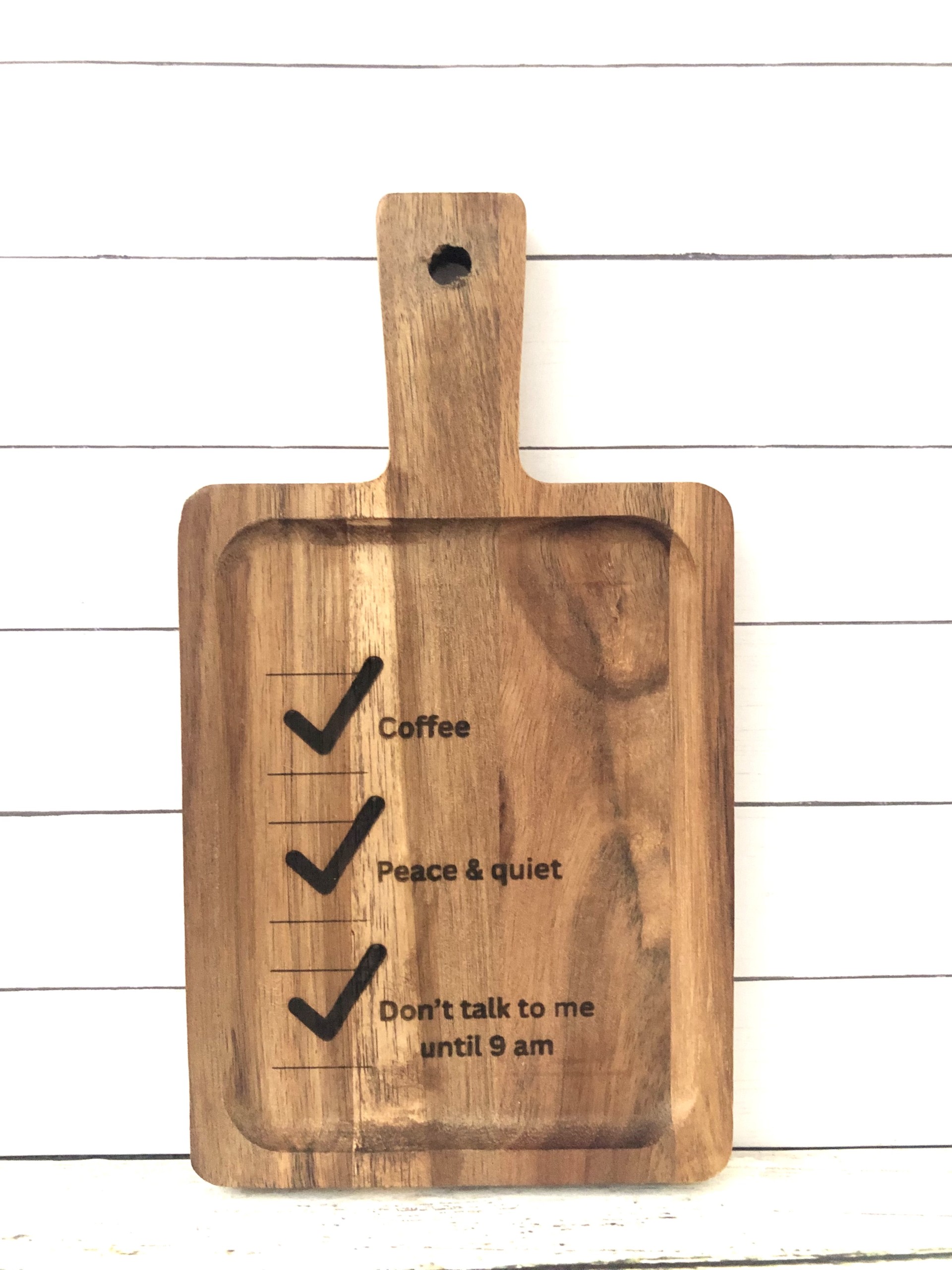 Coffee Checklist Wooden Breakfast Serving Board