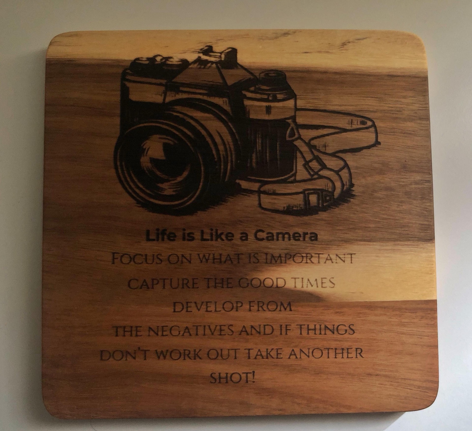 Wooden Inspirational Camera Wall Plaque