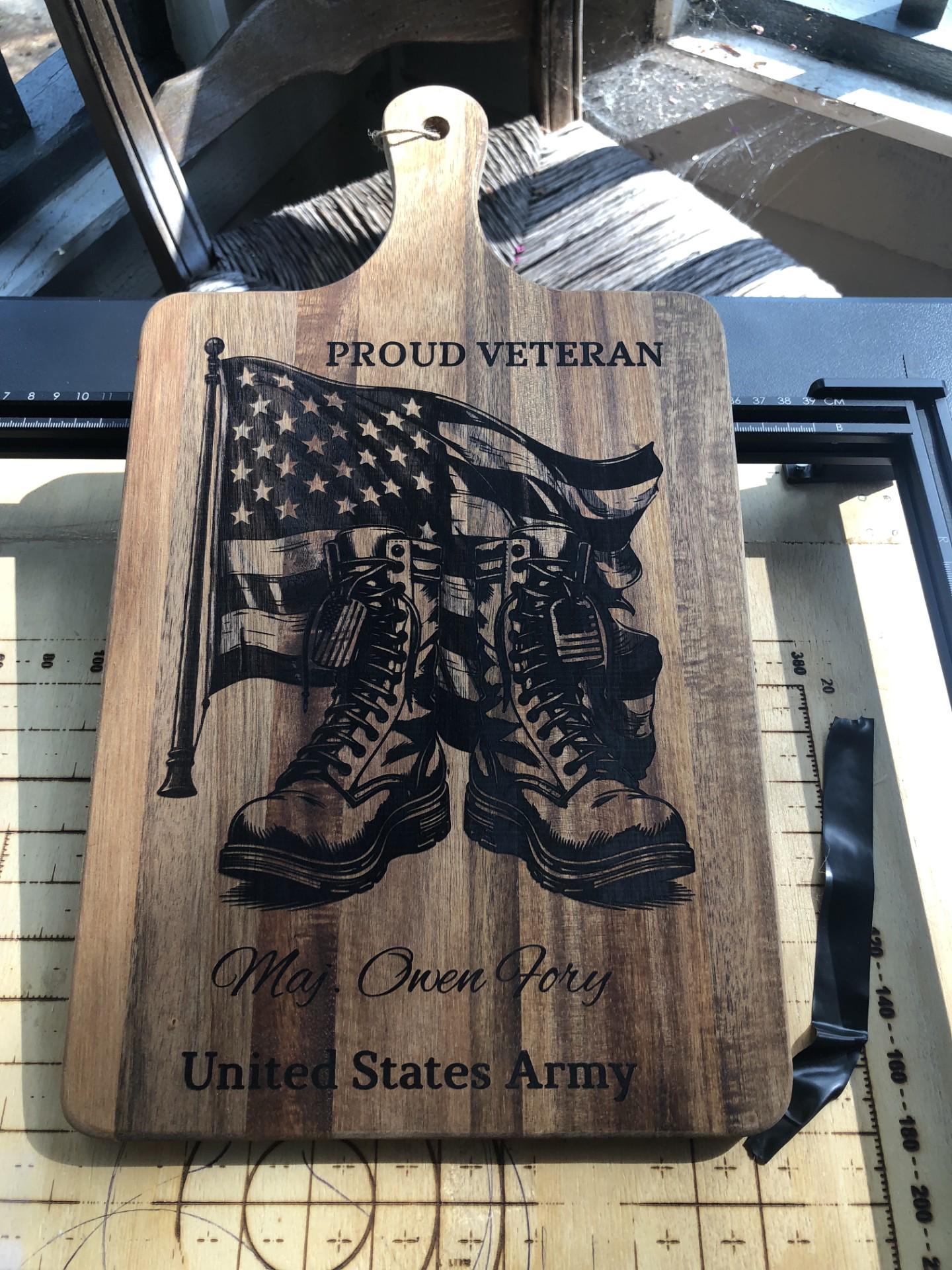 Patriotic Veteran Wooden Cutting Board