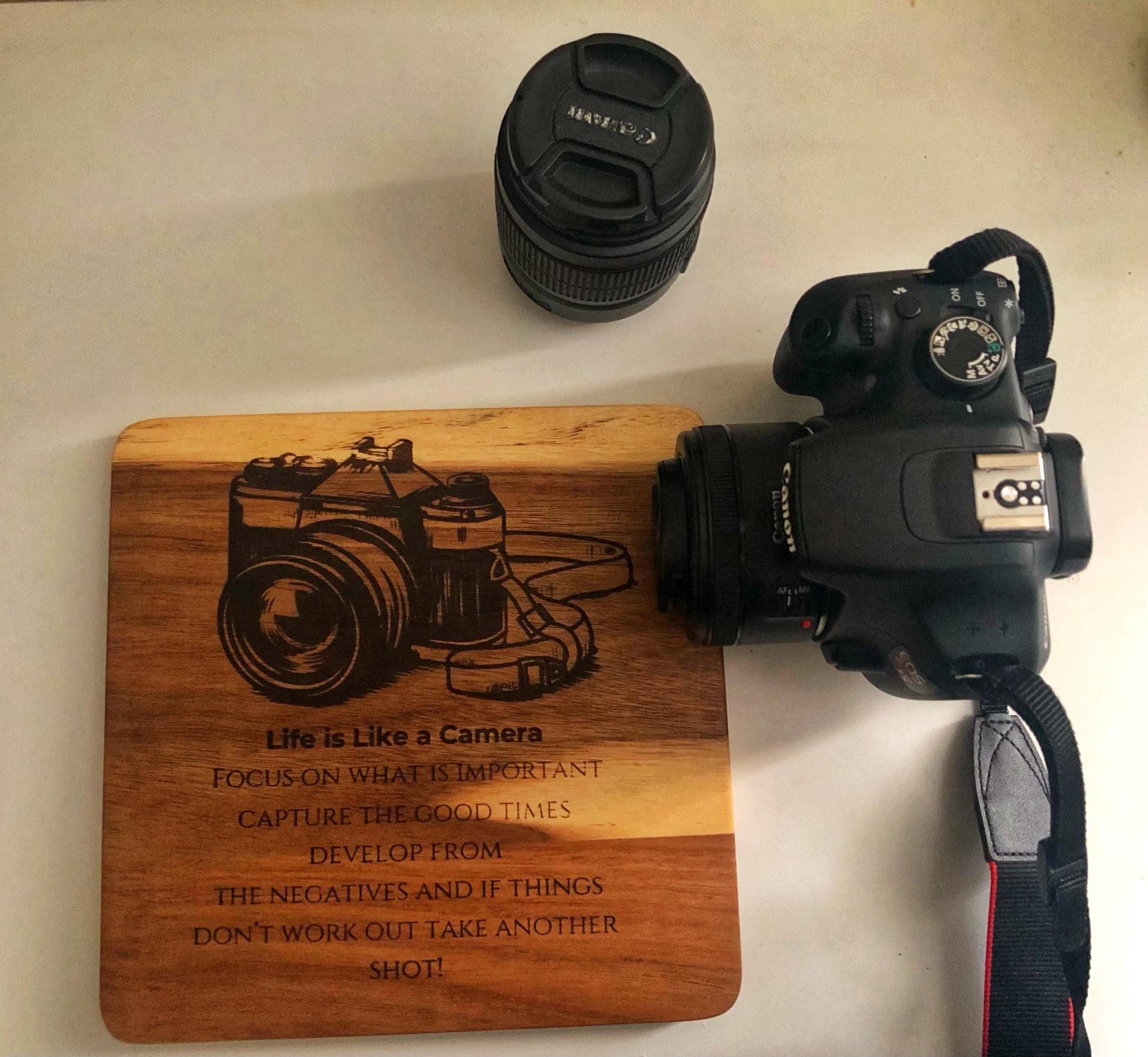 Wooden Inspirational Camera Wall Plaque