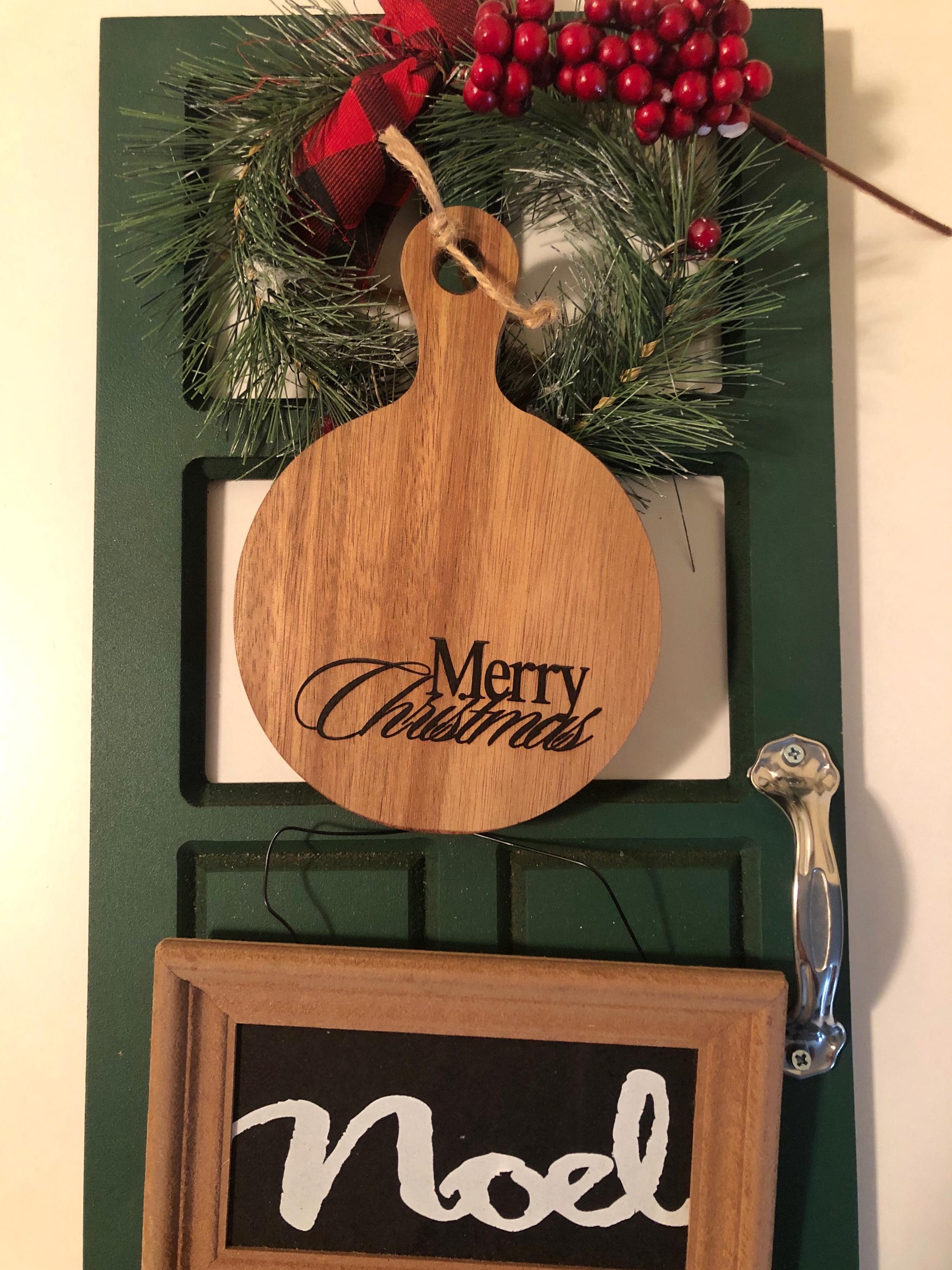Merry Christmas Festive Holiday Wooden Cutting Board