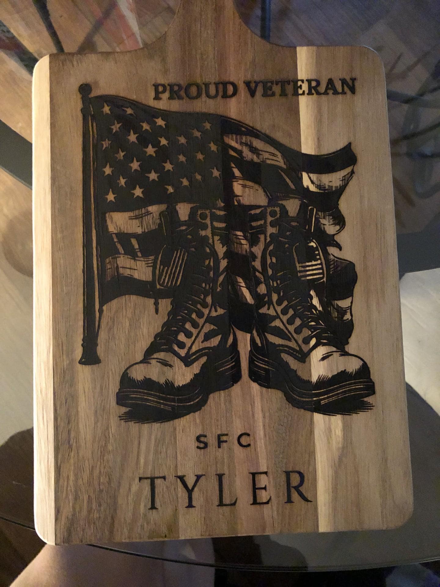 Patriotic Veteran Wooden Cutting Board