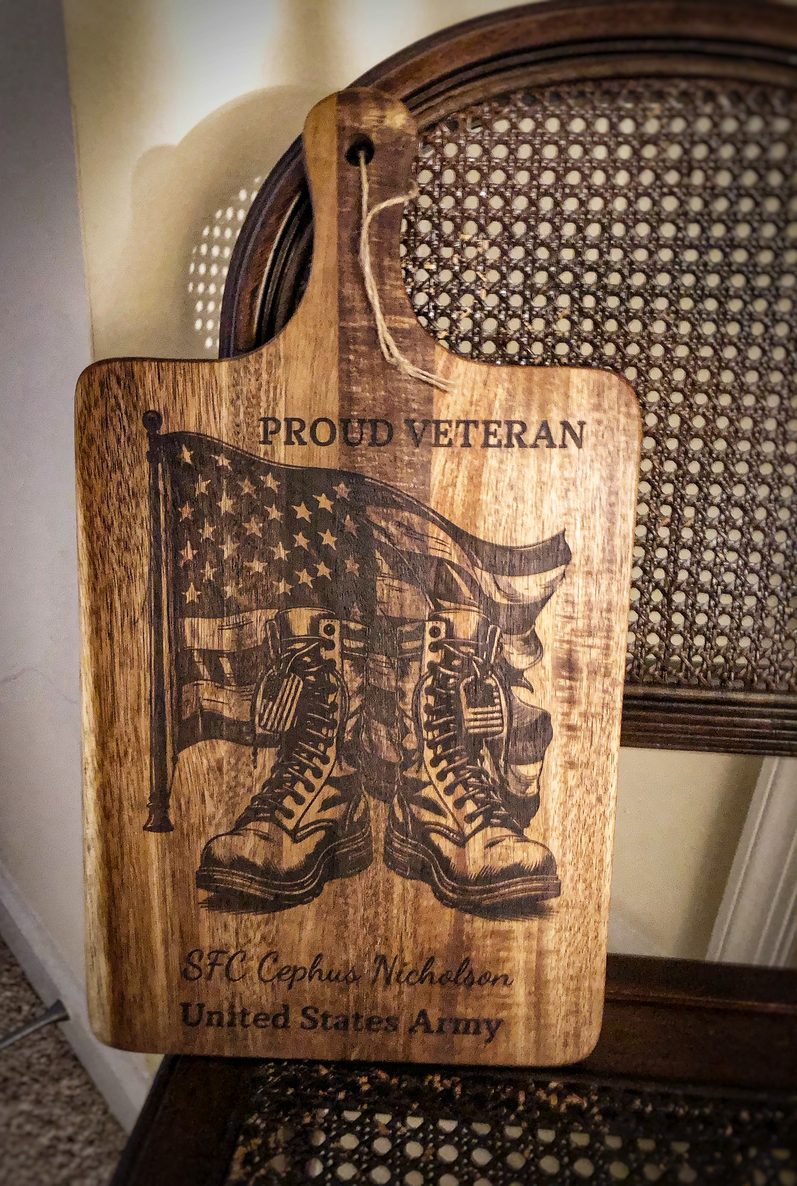 Patriotic Veteran Wooden Cutting Board