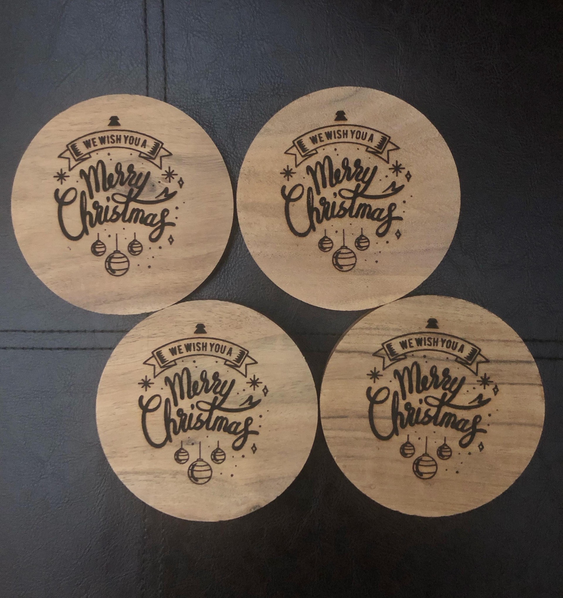 Wooden Merry Christmas Festive Coasters