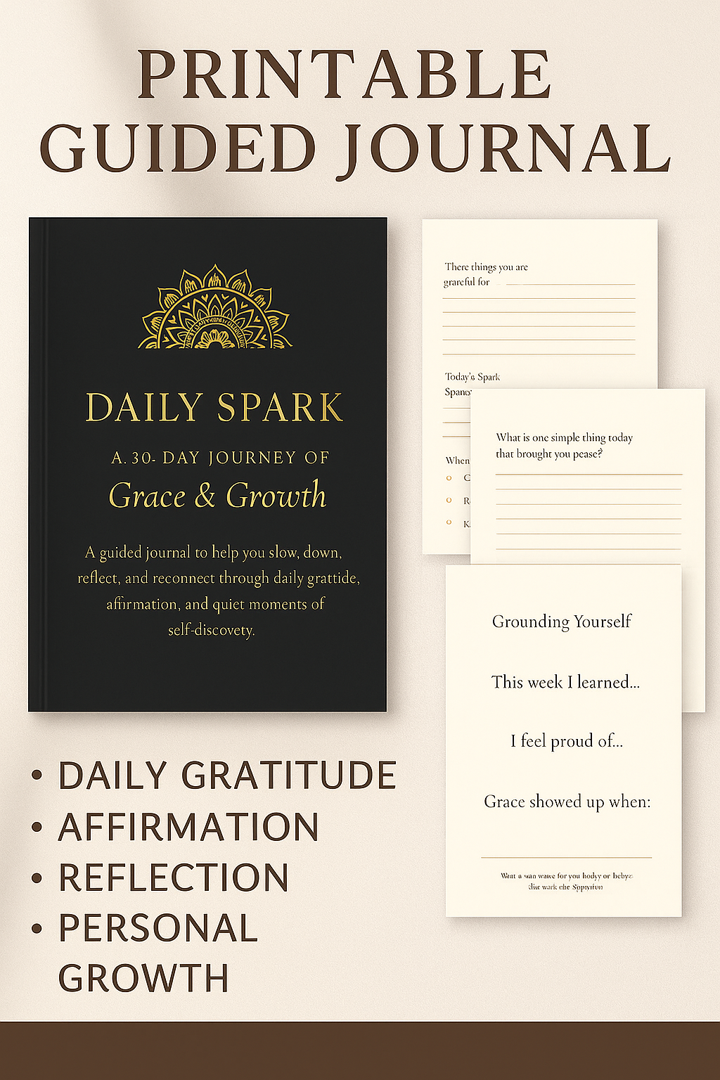30 Days Gratitude Printable Guided Journal