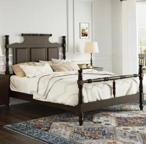 Wooden Four-Poster Bed