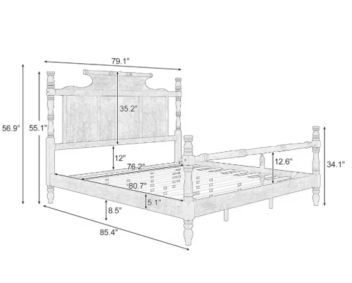 Wooden Four-Poster Bed