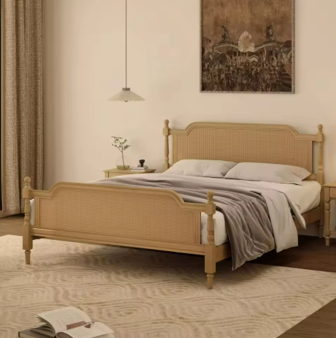 Wooden Rattan Bed Frame