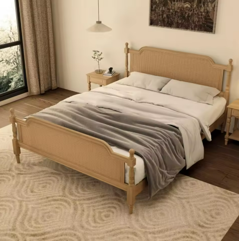 Wooden Rattan Bed Frame
