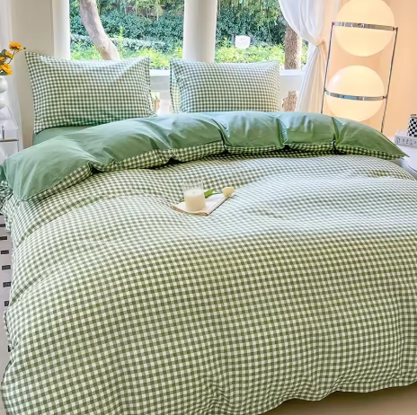 Green Checkered Bedding Set