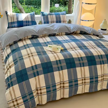 Blue Plaid Comforter Bedding Set