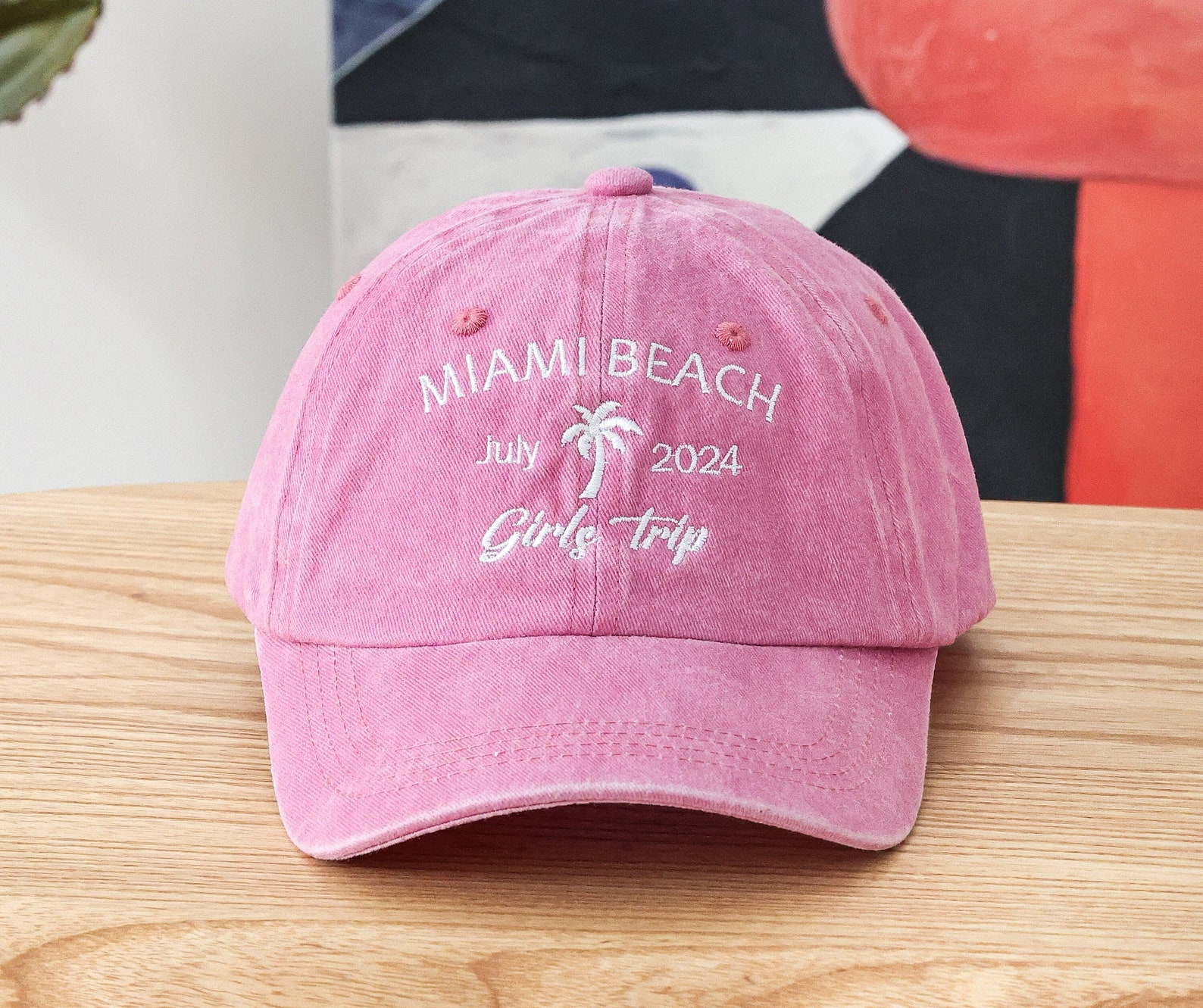 Custom Girls Trip Hats, Miami Beach Hats, Outdoor Caps, Embroidered Palm Tree Hats, Party Hat, Women Hat, Bridal Party Gift