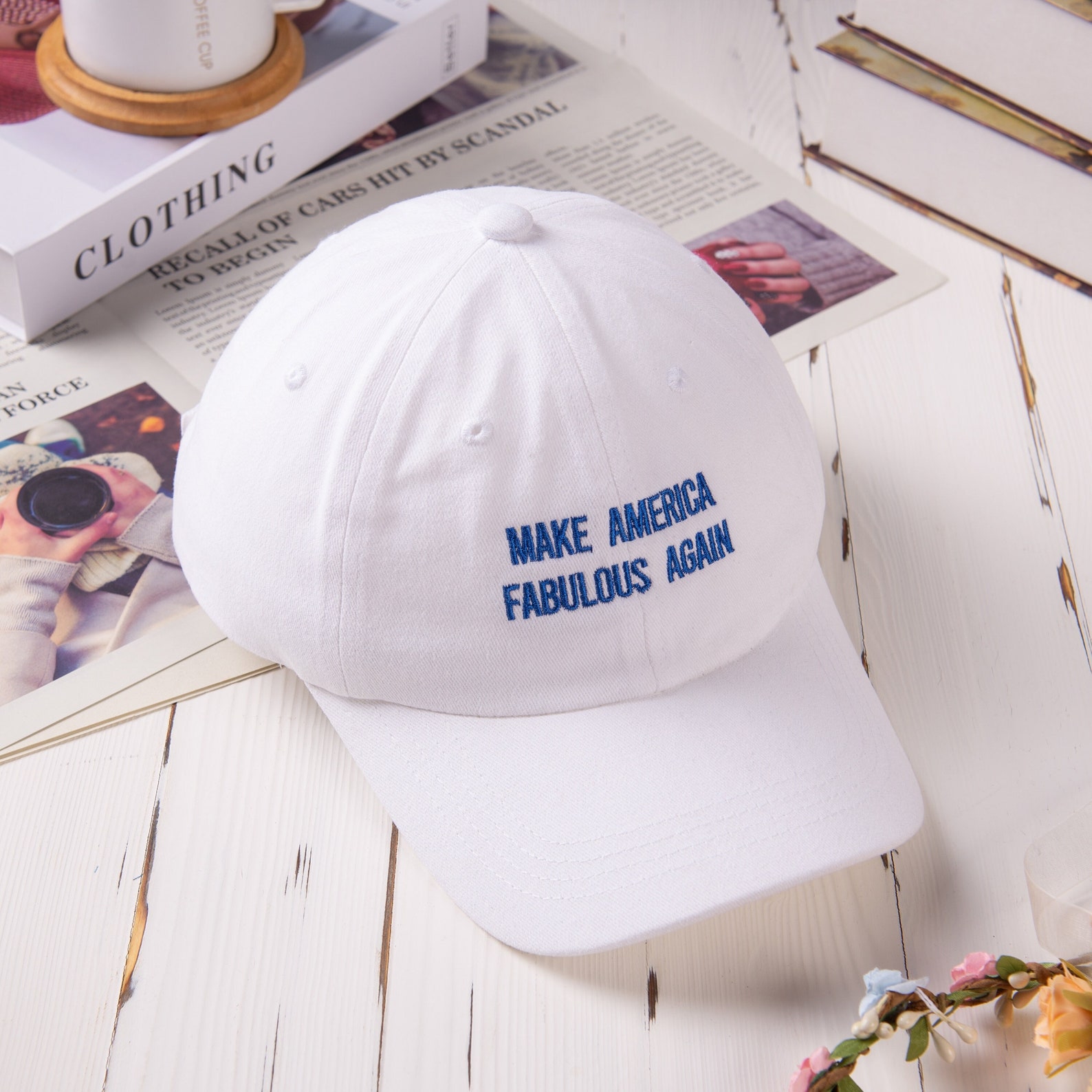 White Baseball Cap, Embroidered Cap, Bachelorette Gift, Custom Hat, Dad Hat, Personalized Womens Hat, Back Strap Adjustable Cap