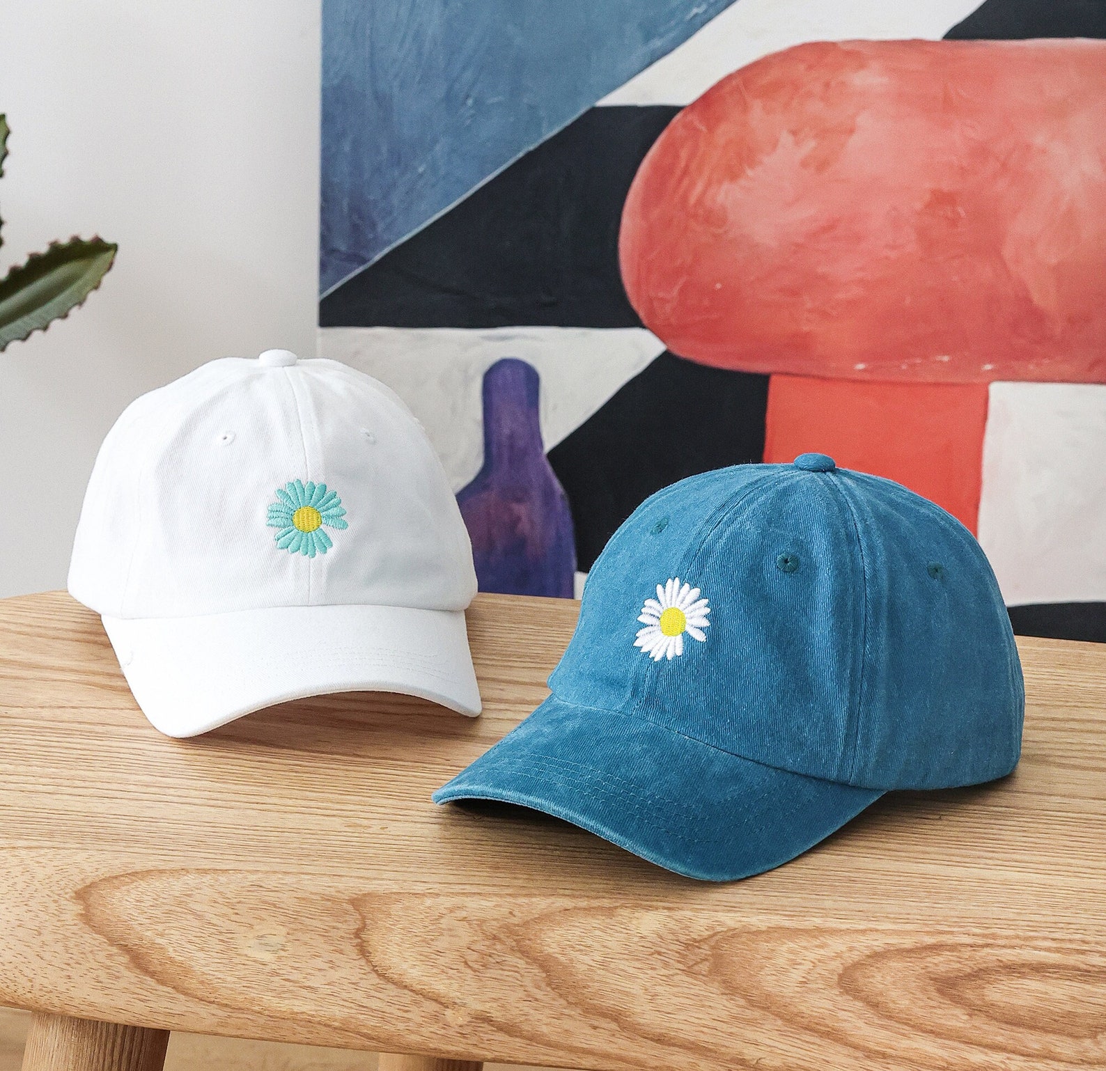 Daisy Hat, Baseball Cap, Women Hats, Bachelorette Party Hat, Floral Hat, Flower Embroiderey, Girls Trip 2025, Blue Hat, Custom Hat