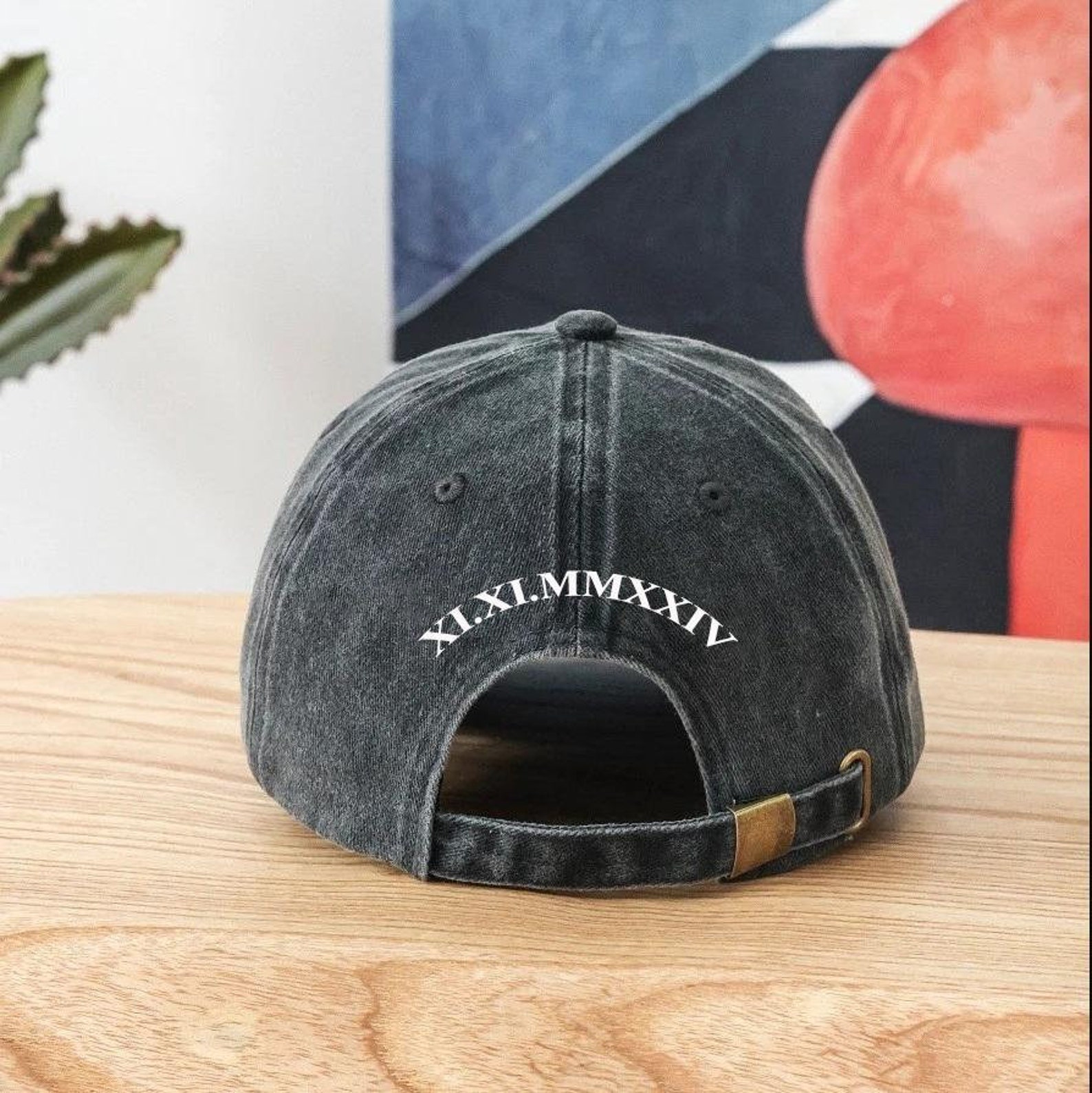 Custom Cap, Custom Roman Numerals, Anniversary Gift, Back Embroidery, Personalized Date Hat, Couples Hat, Unstructured Cap