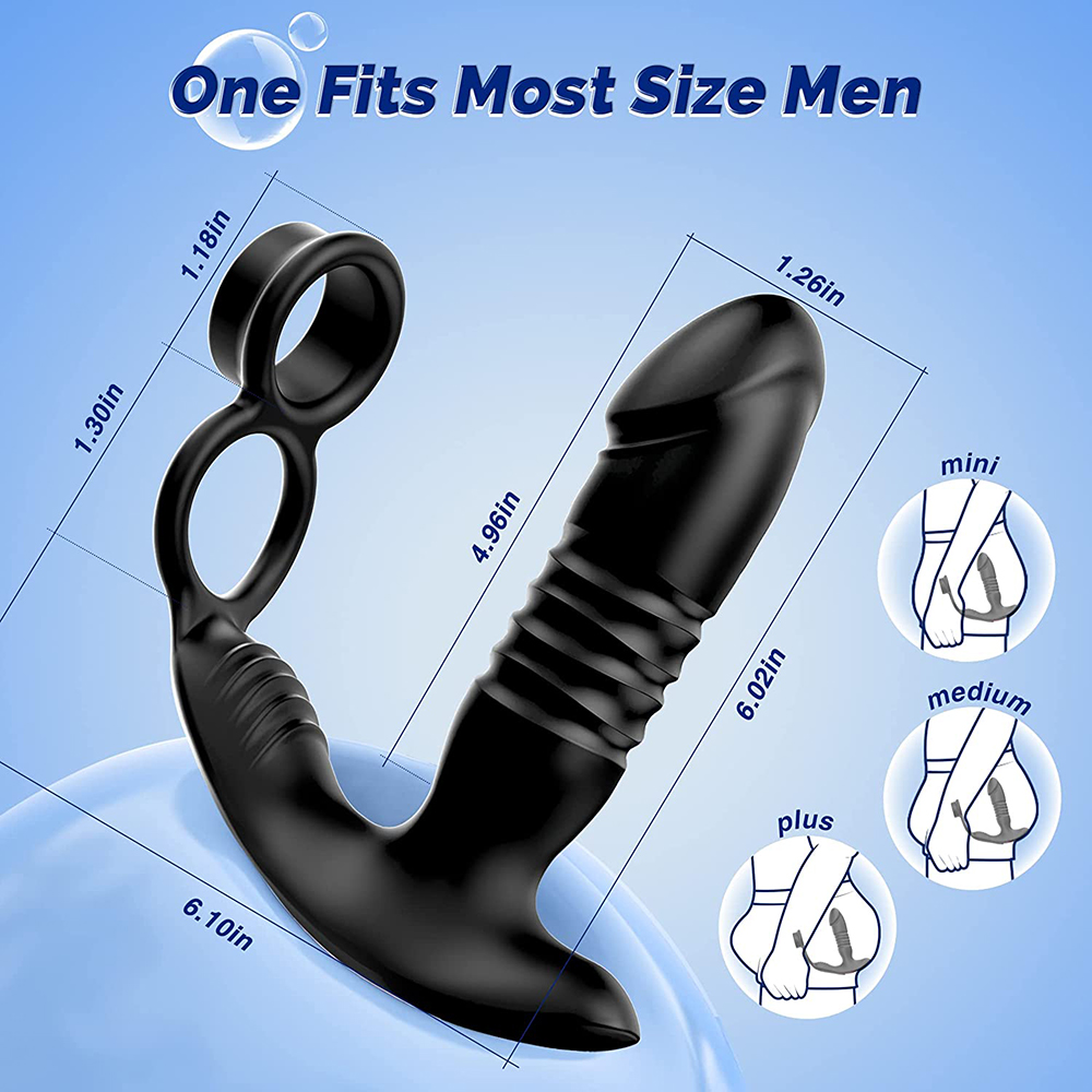Prostate Massager Male Sex Toys for Men - 3IN1 Male Sex Toy with Dual Cock Ring, App & Remote Control Prostate Vibrator Toy, 7 Thrusting & Vibrating Modes Anal Dildo Plug Adult Toys for Men