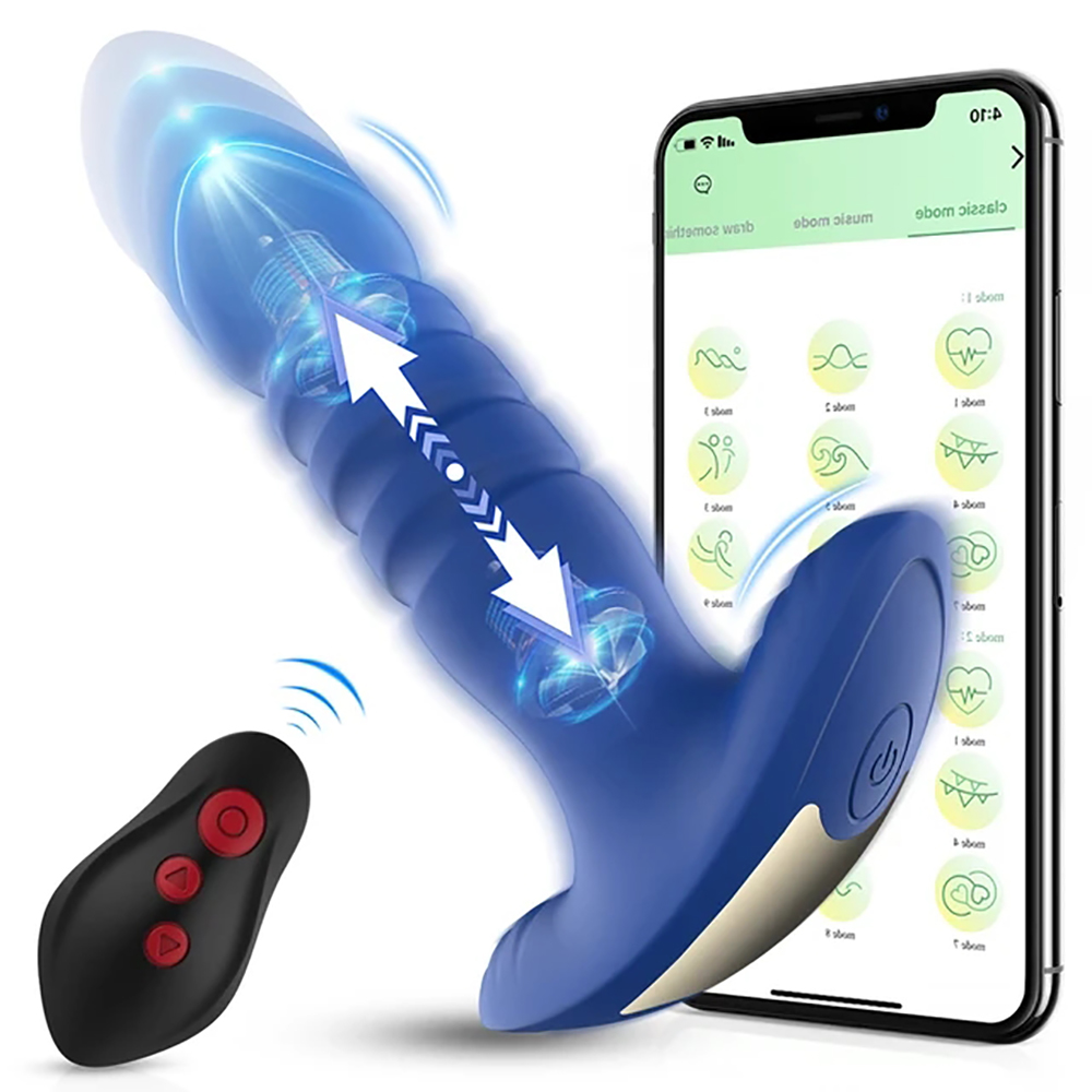 Anal Plug Vibrator with App Control Sex Toy for Men Women - Prostate Massager with 7 Thrusting & Vibrating Modes Adult Anal Vibrator Butt Stimulator Plug for Male Female