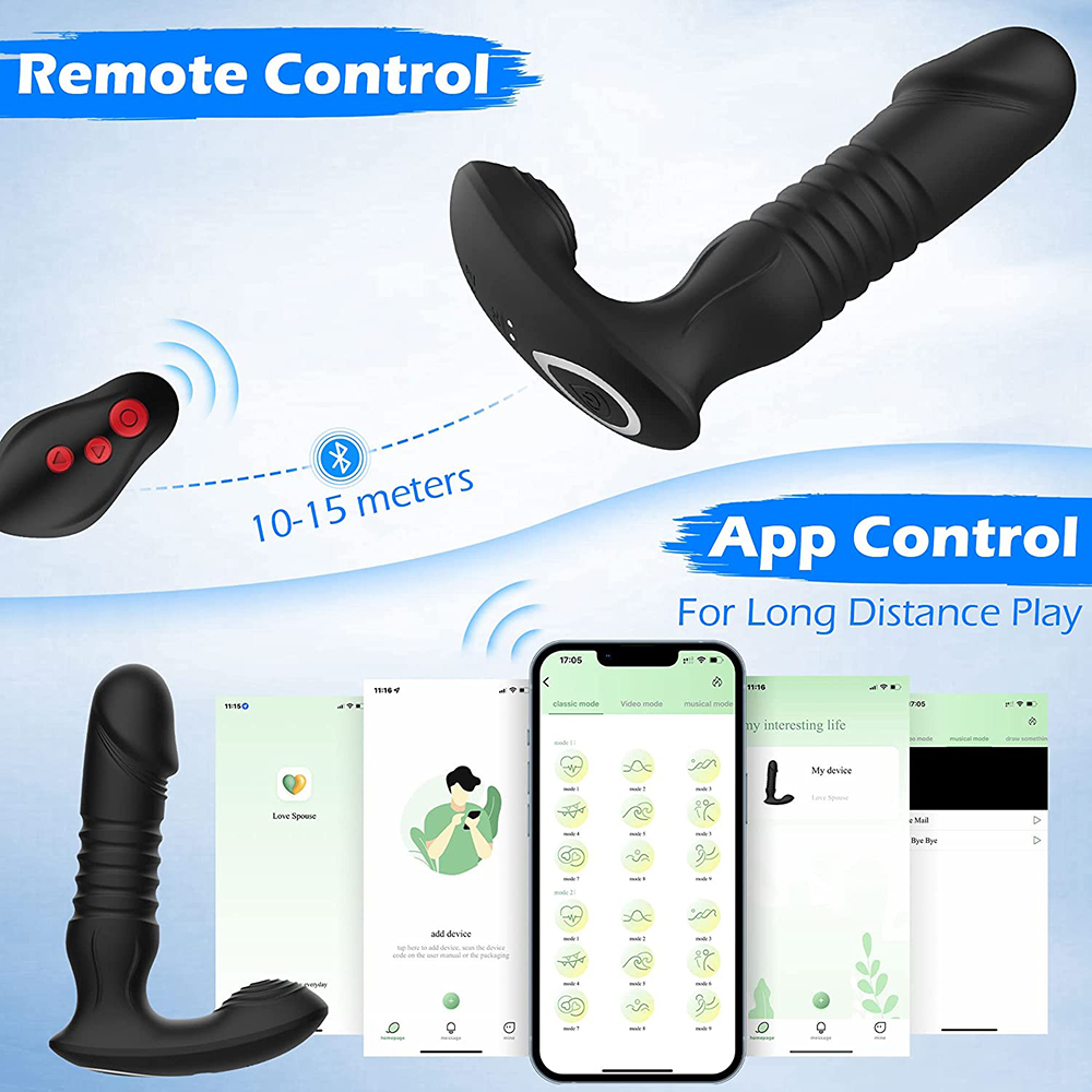 Prostate Massager Anal Plug Vibrator with App Control Sex Toy for Men Women 7 Thrusting & Vibrating Modes Adult Anal Vibrator Butt Stimulator Plug for Male Female