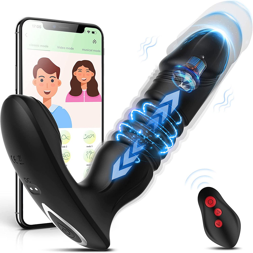 Prostate Massager Anal Plug Vibrator with App Control Sex Toy for Men Women 7 Thrusting & Vibrating Modes Adult Anal Vibrator Butt Stimulator Plug for Male Female